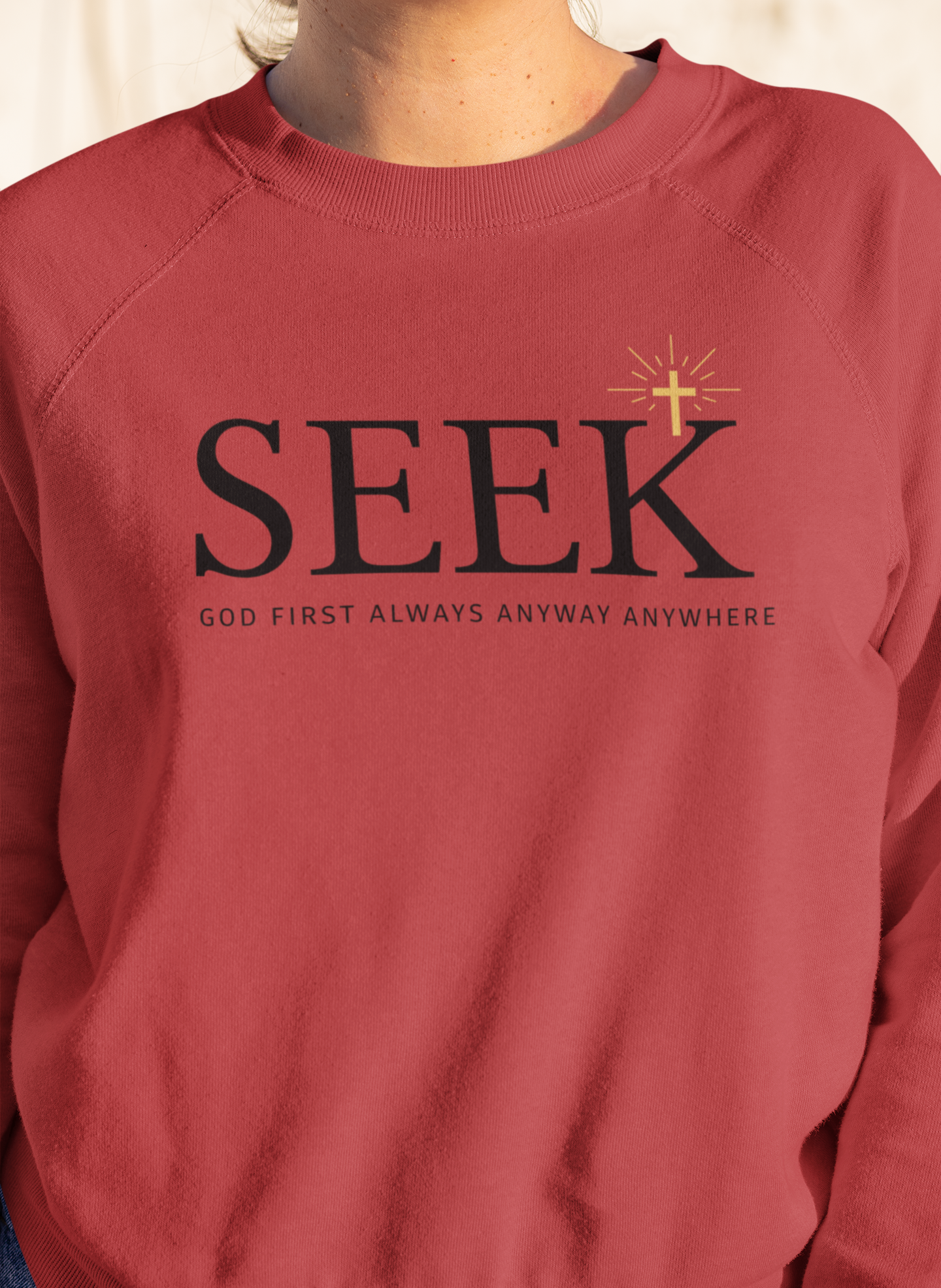 SEEK Crewneck Sweatshirt — Inspirational Christian Faith Pullover
