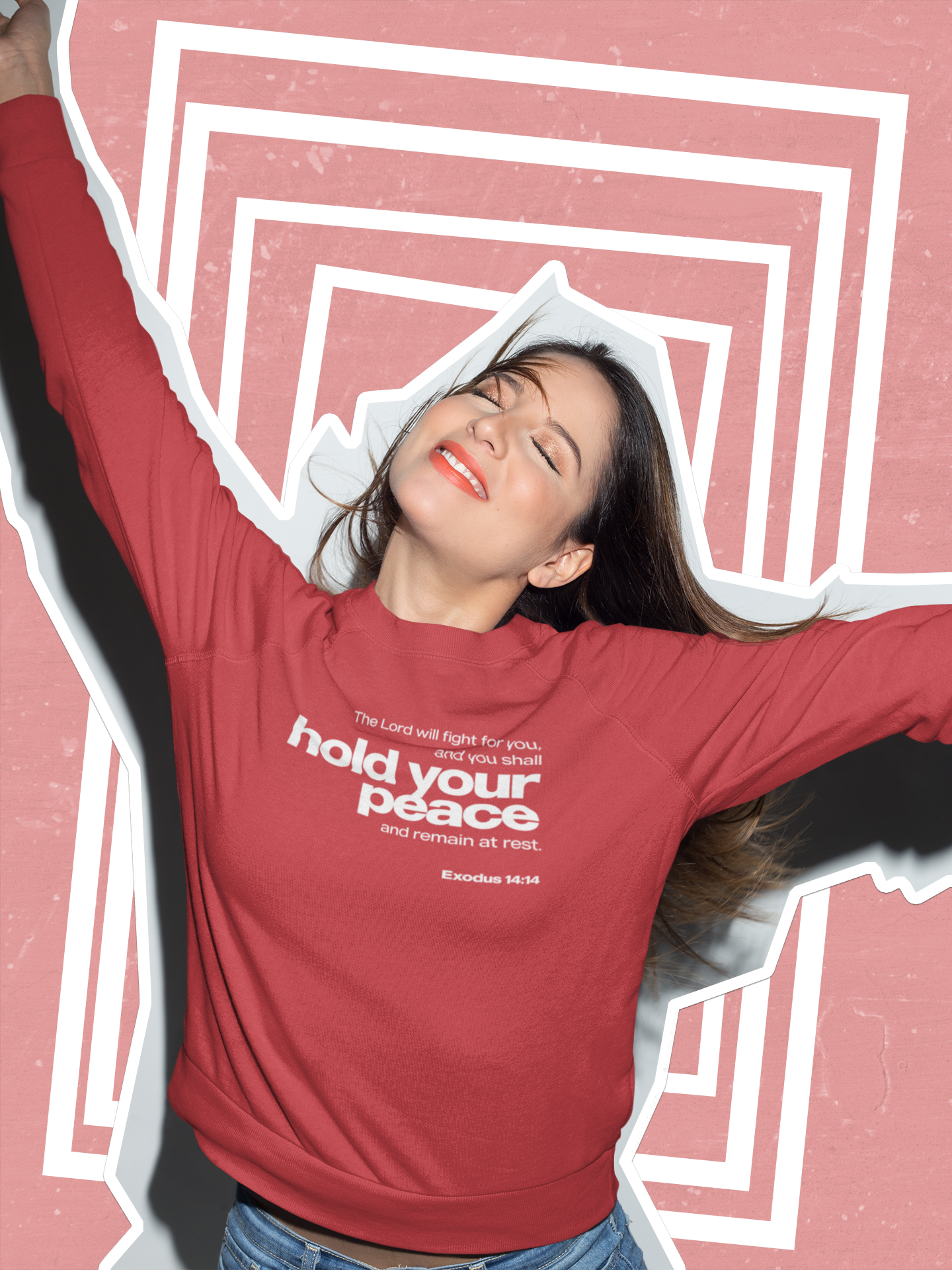Hold Your Peace Crewneck Sweatshirt — Exodus 14:14 Inspirational Christian Pullover