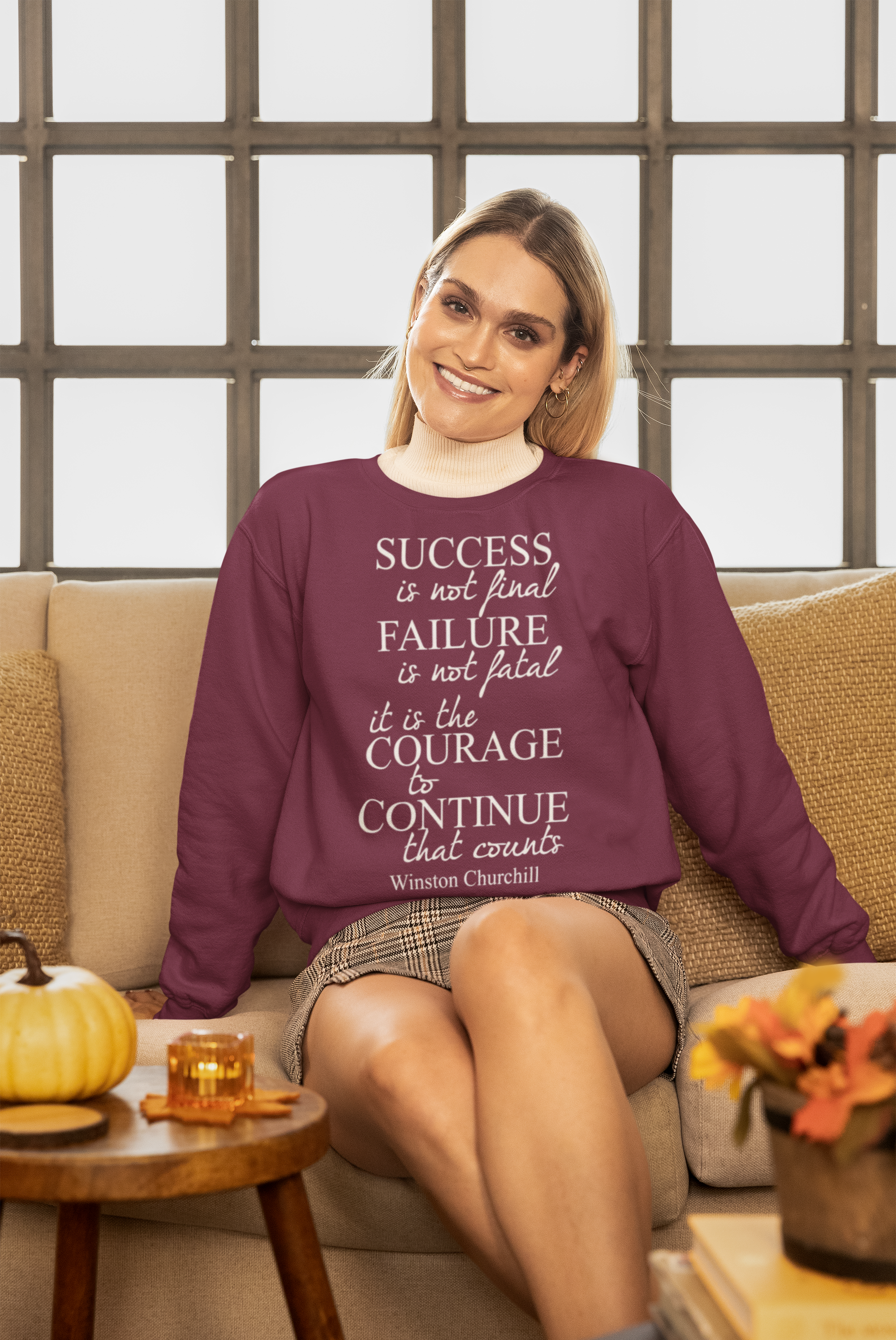 Crewneck Sweatshirt — "Success is Not Final" Inspirational Churchill Quote