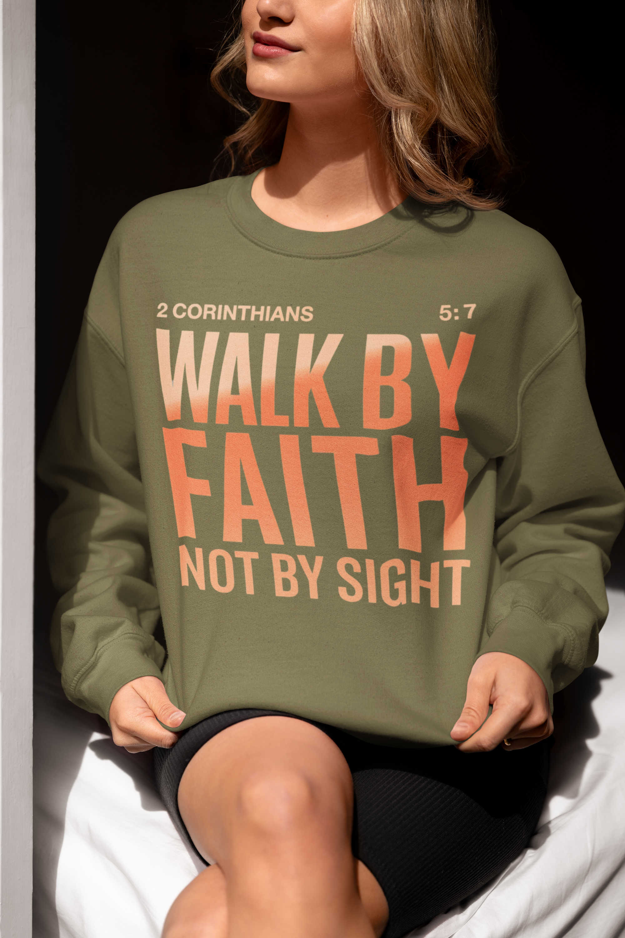 Faith Sweatshirt - "Walk by Faith Not by Sight" Crewneck (2 Corinthians 5:7)