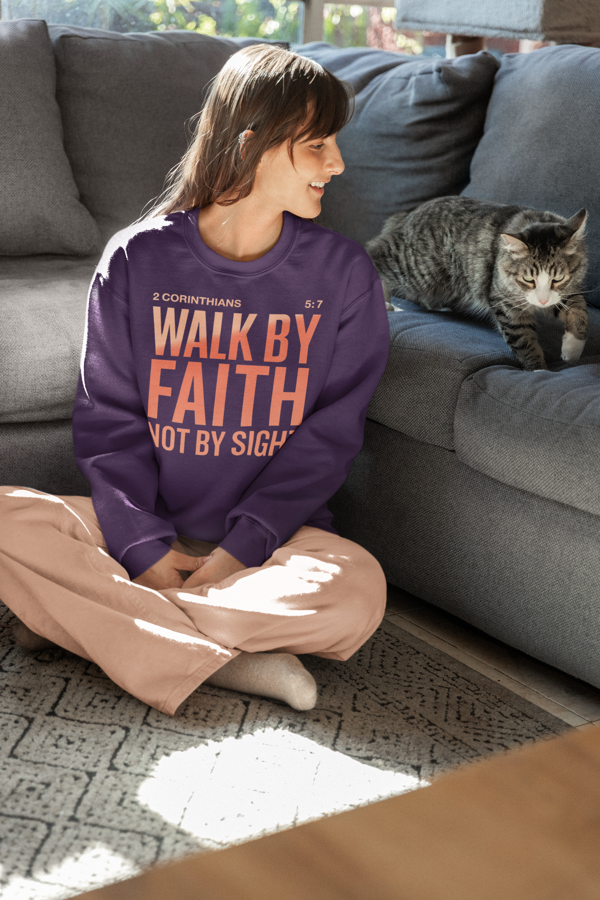Faith Sweatshirt - "Walk by Faith Not by Sight" Crewneck (2 Corinthians 5:7)
