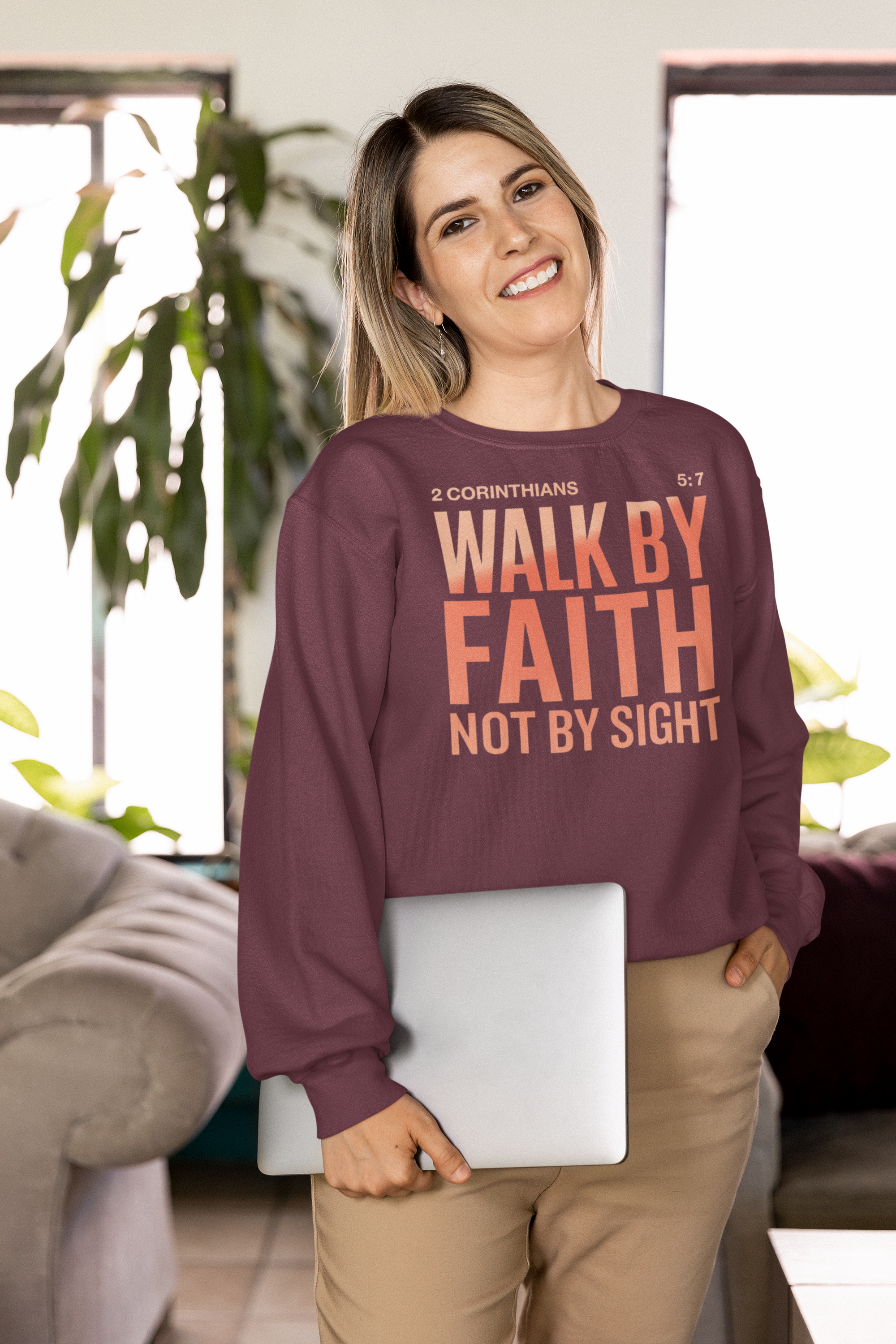 Faith Sweatshirt - "Walk by Faith Not by Sight" Crewneck (2 Corinthians 5:7)