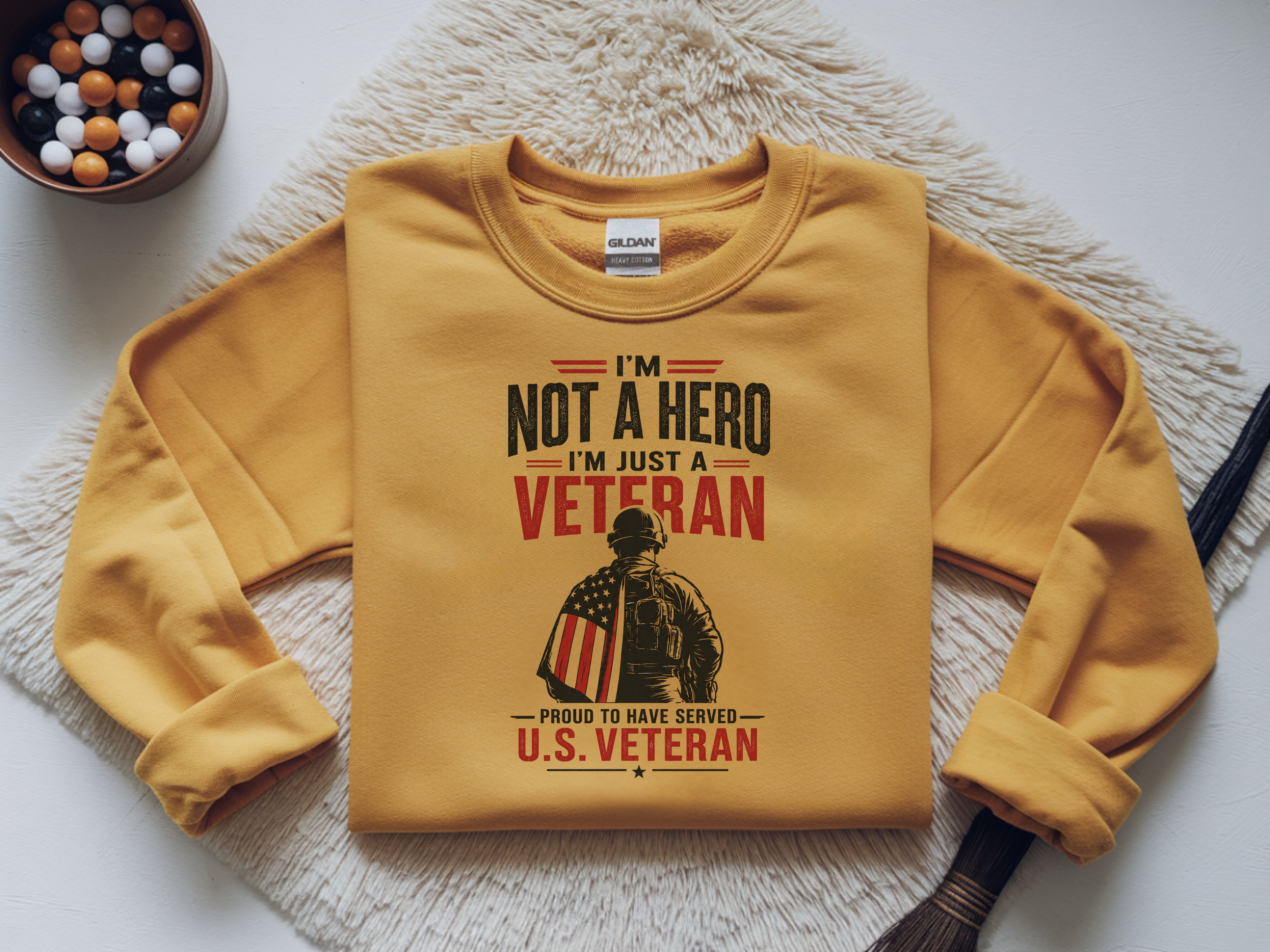 Veteran Crewneck Sweatshirt - "I'm Not a Hero, I'm Just a Veteran" U.S. Veteran Tribute