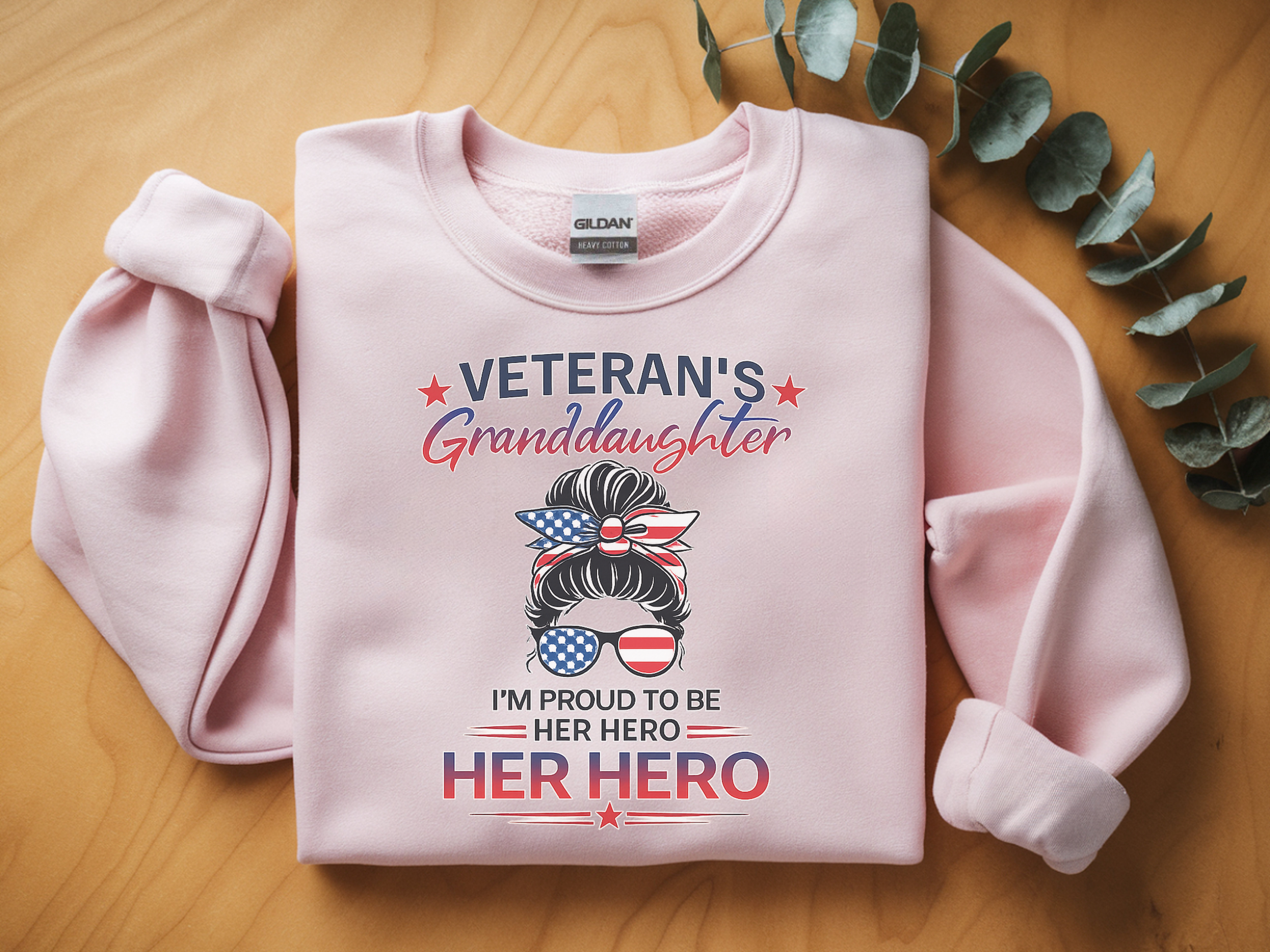 Veteran's Granddaughter Crewneck Sweatshirt – 'Her Hero' Patriotic Pullover
