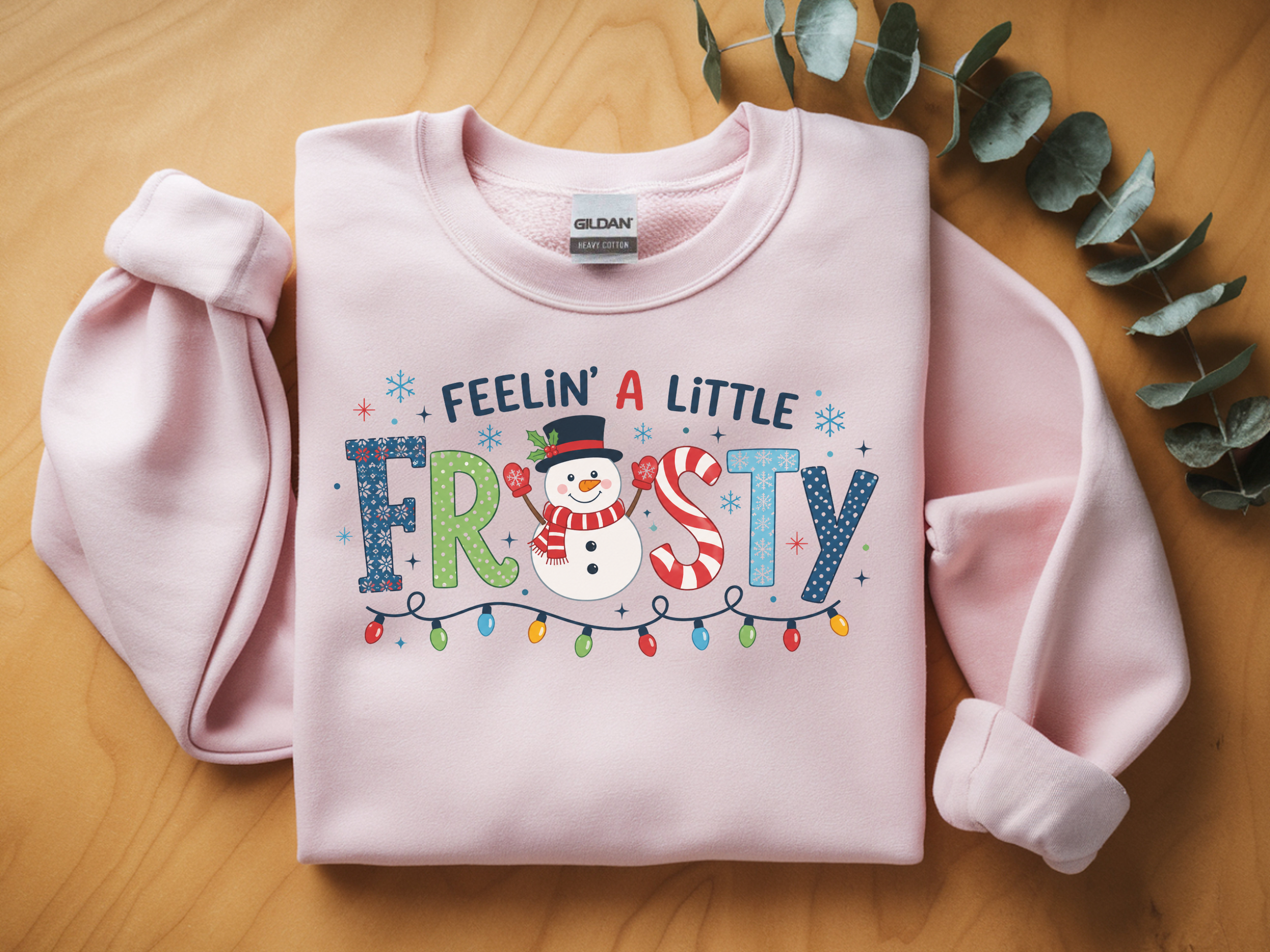 Crewneck Sweatshirt — "Feelin' A Little Frosty" Snowman Christmas Sweater