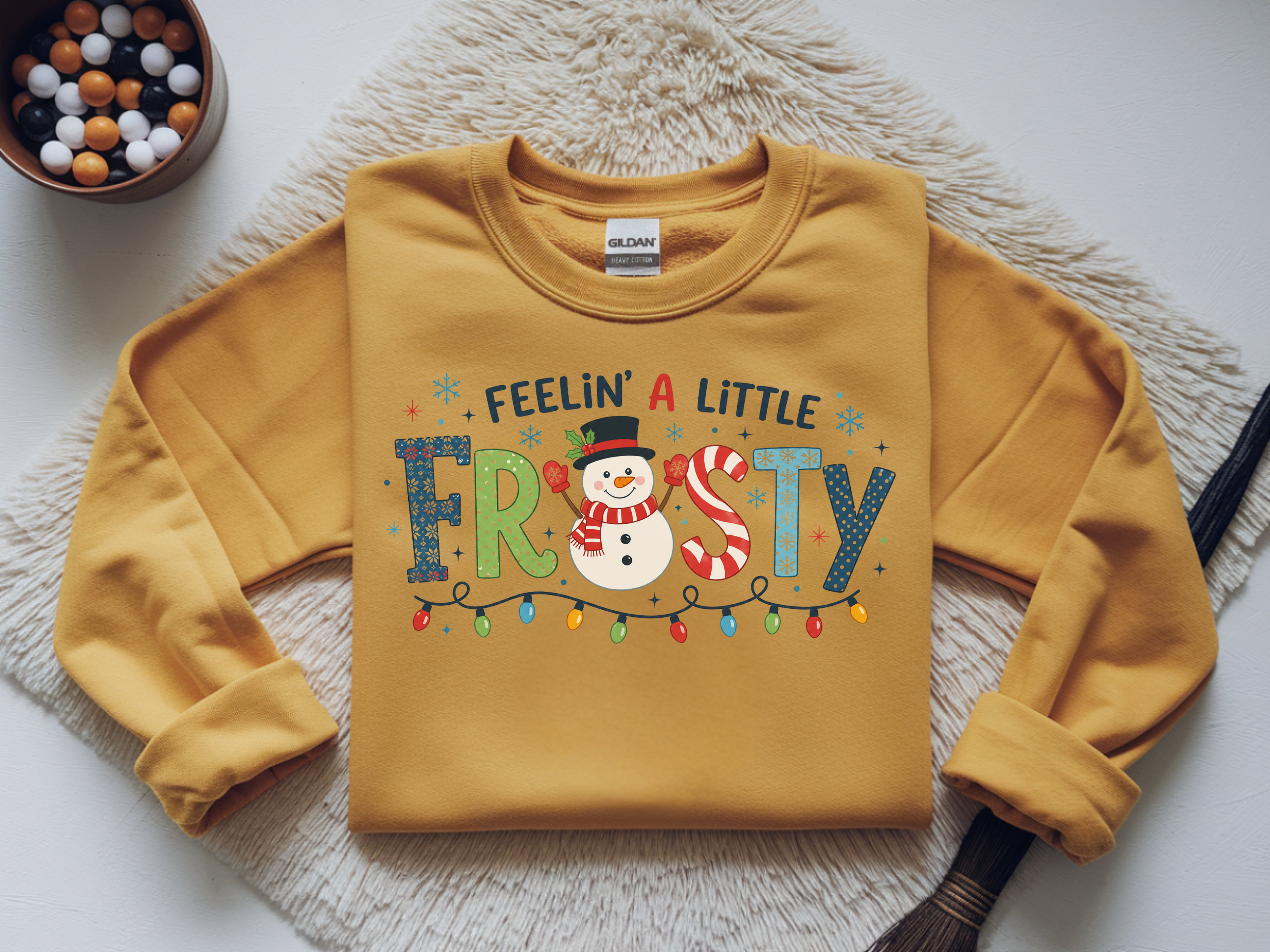 Crewneck Sweatshirt — "Feelin' A Little Frosty" Snowman Christmas Sweater