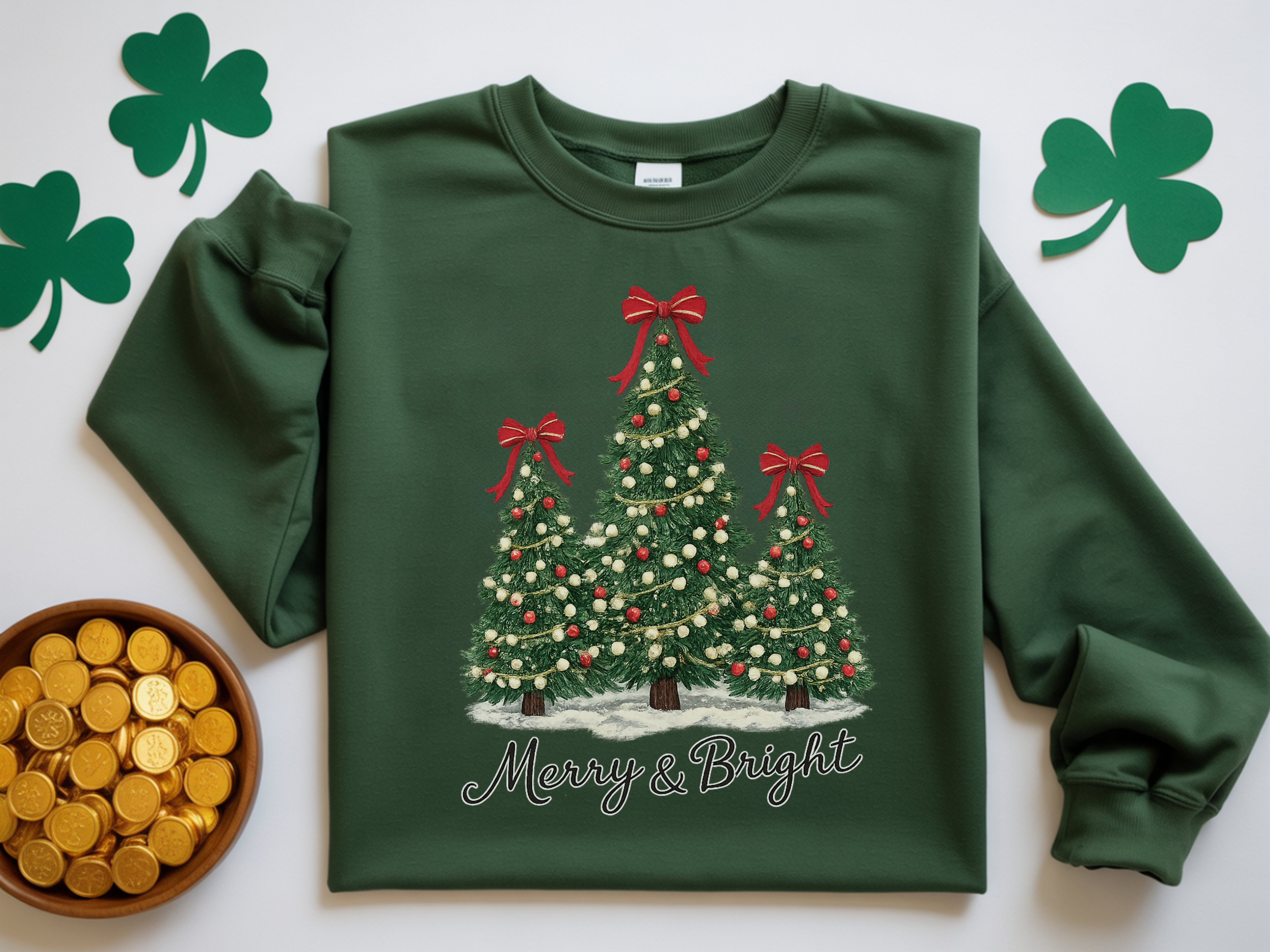 Sweatshirt — Merry & Bright Christmas Tree Holiday Crewneck