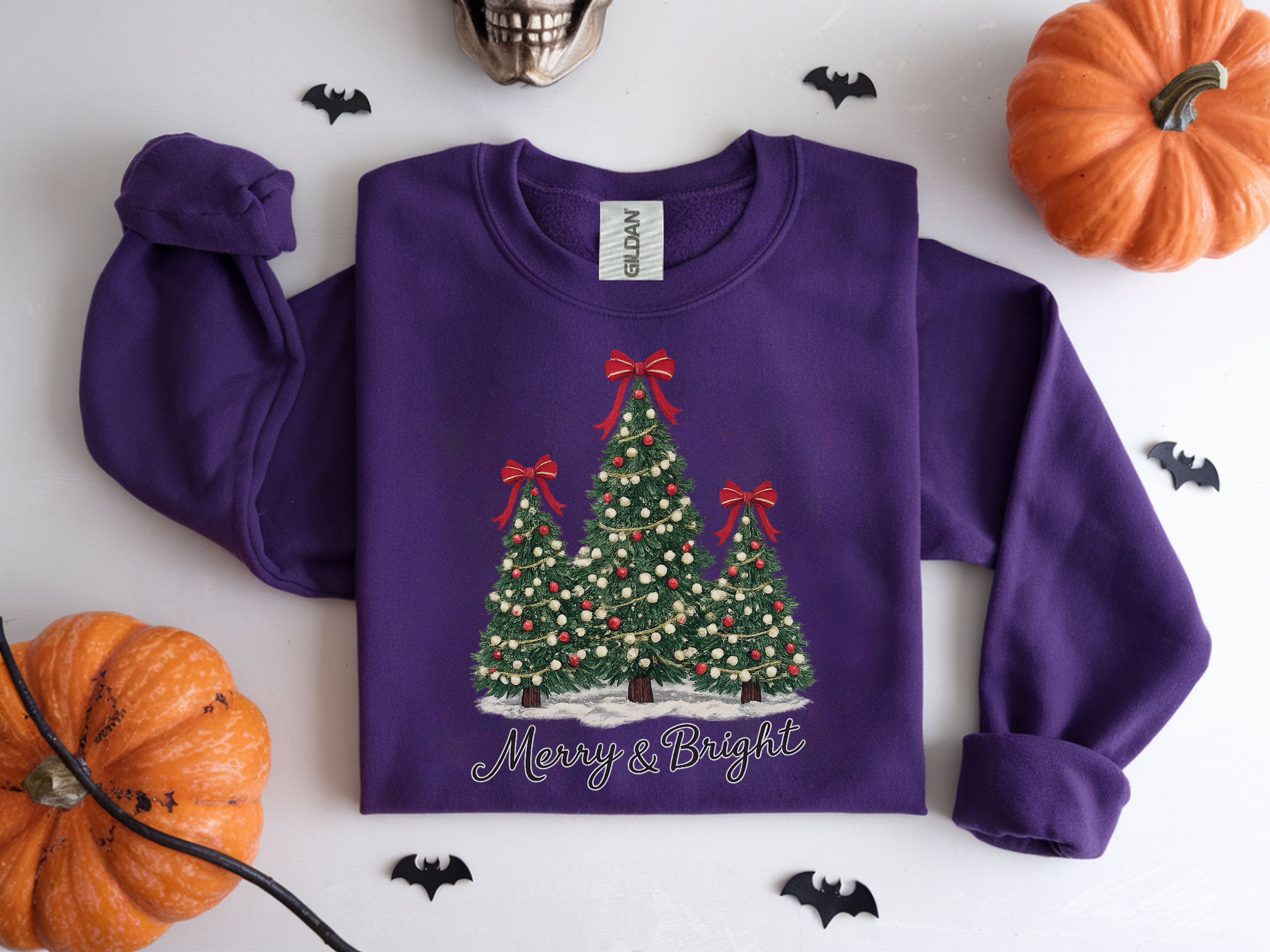 Sweatshirt — Merry & Bright Christmas Tree Holiday Crewneck