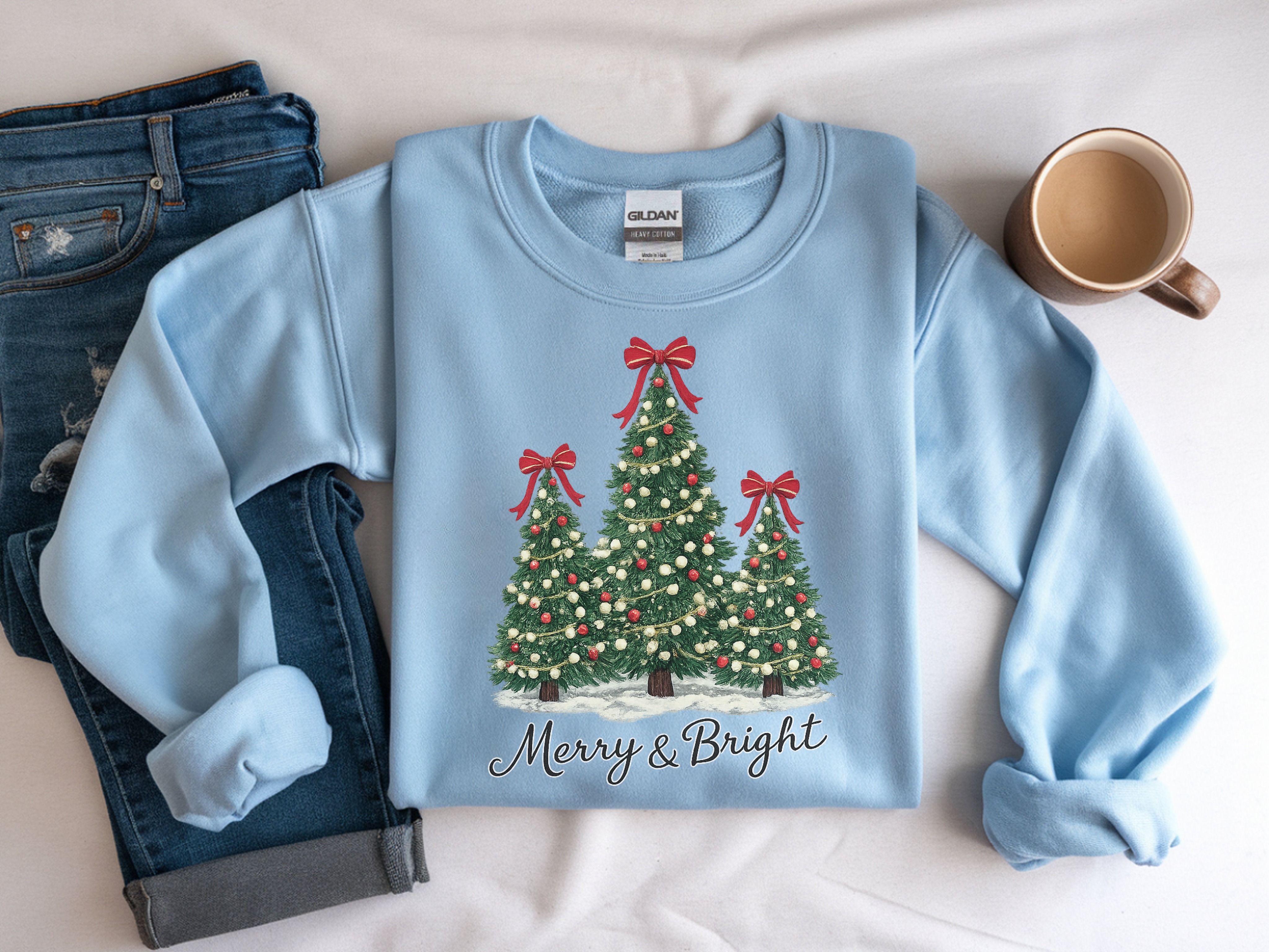 Sweatshirt — Merry & Bright Christmas Tree Holiday Crewneck