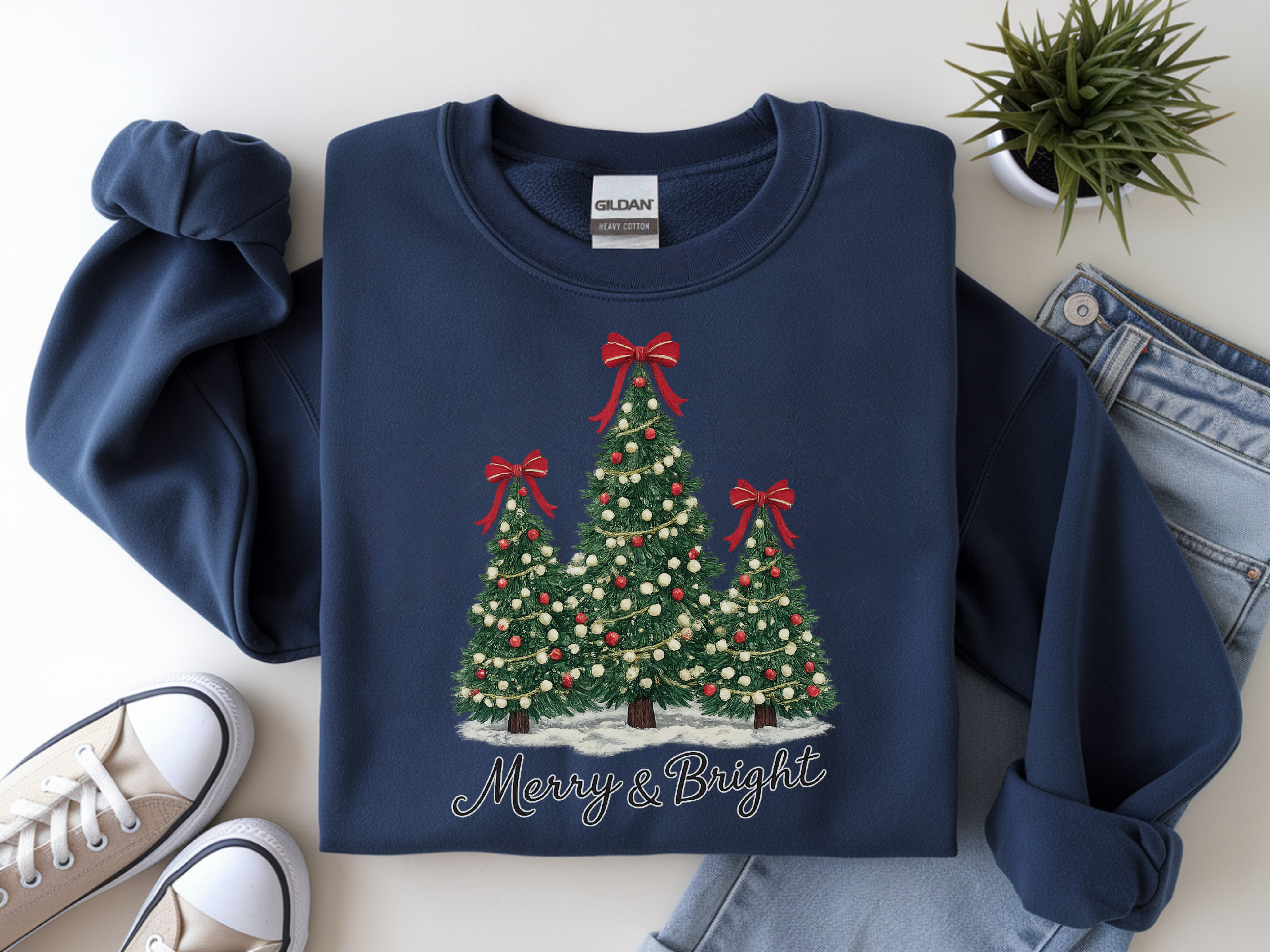 Sweatshirt — Merry & Bright Christmas Tree Holiday Crewneck