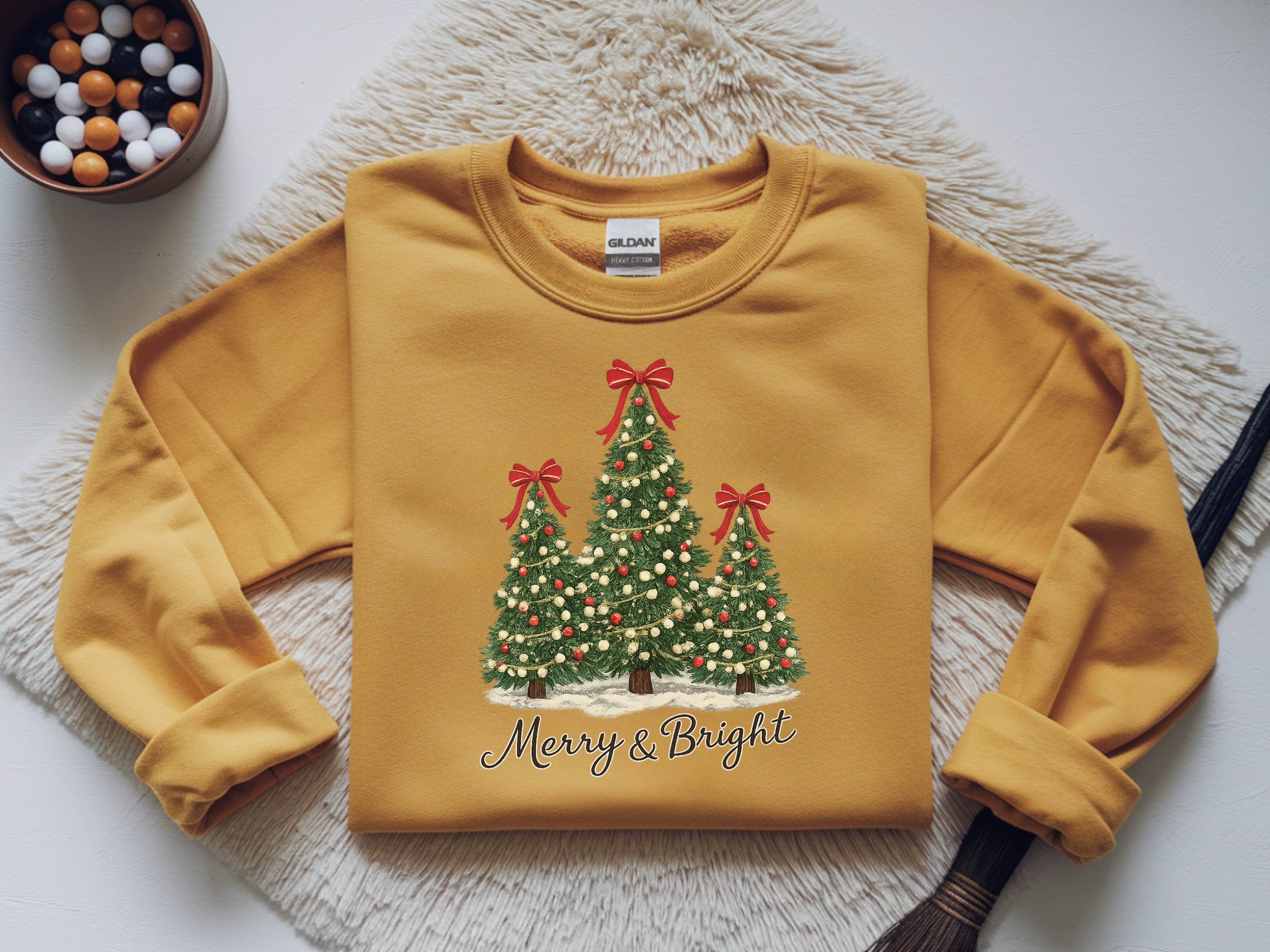 Sweatshirt — Merry & Bright Christmas Tree Holiday Crewneck