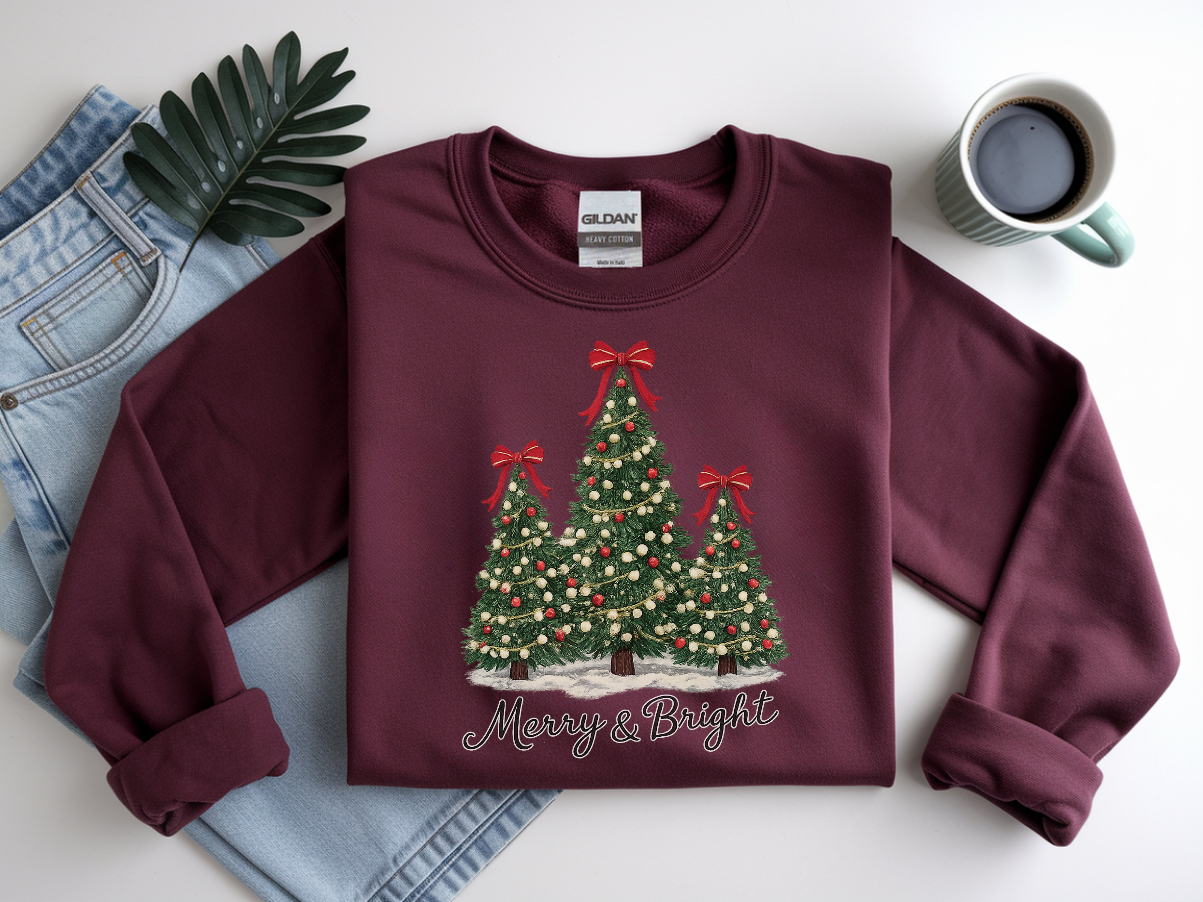 Sweatshirt — Merry & Bright Christmas Tree Holiday Crewneck