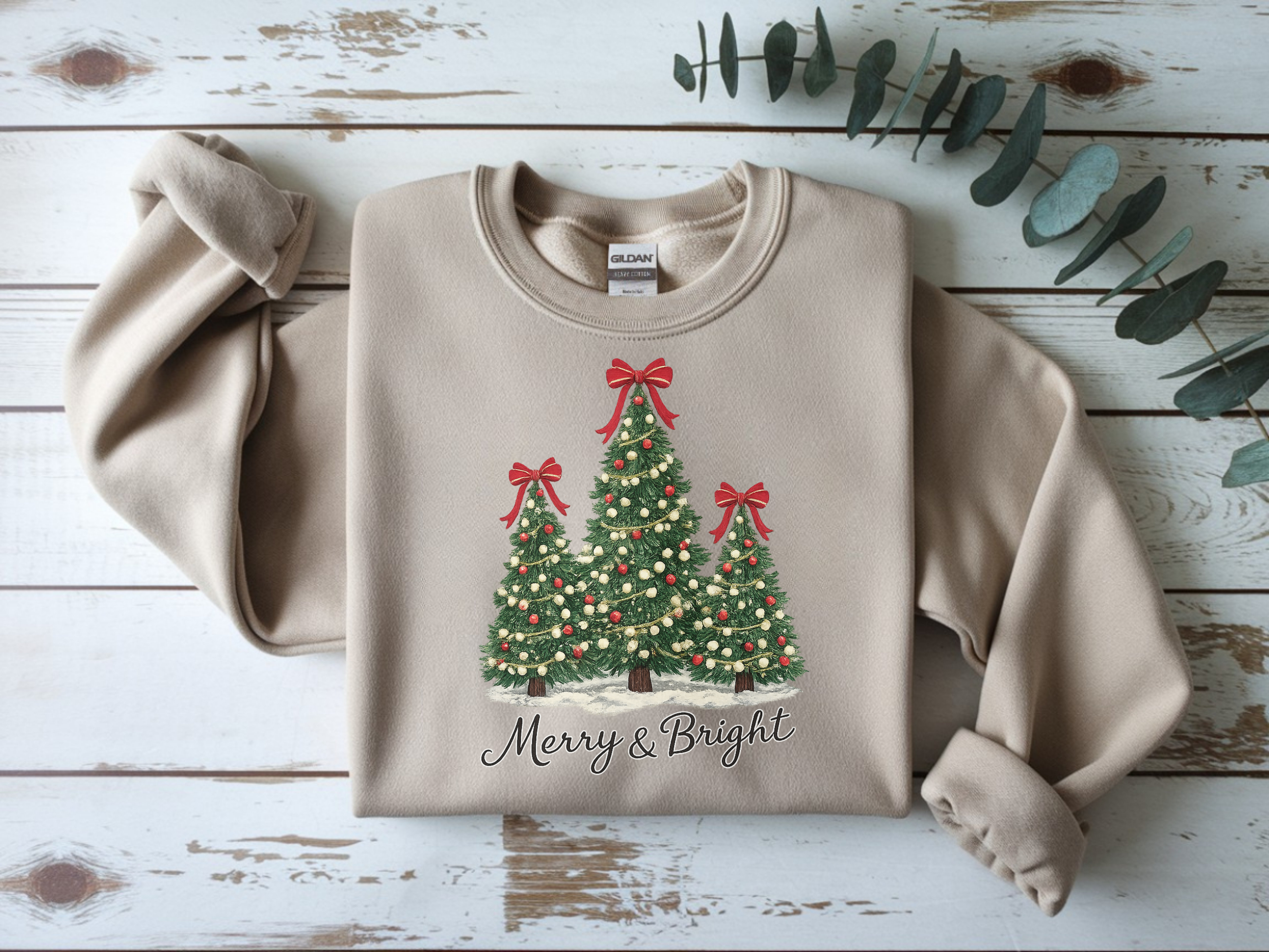 Sweatshirt — Merry & Bright Christmas Tree Holiday Crewneck