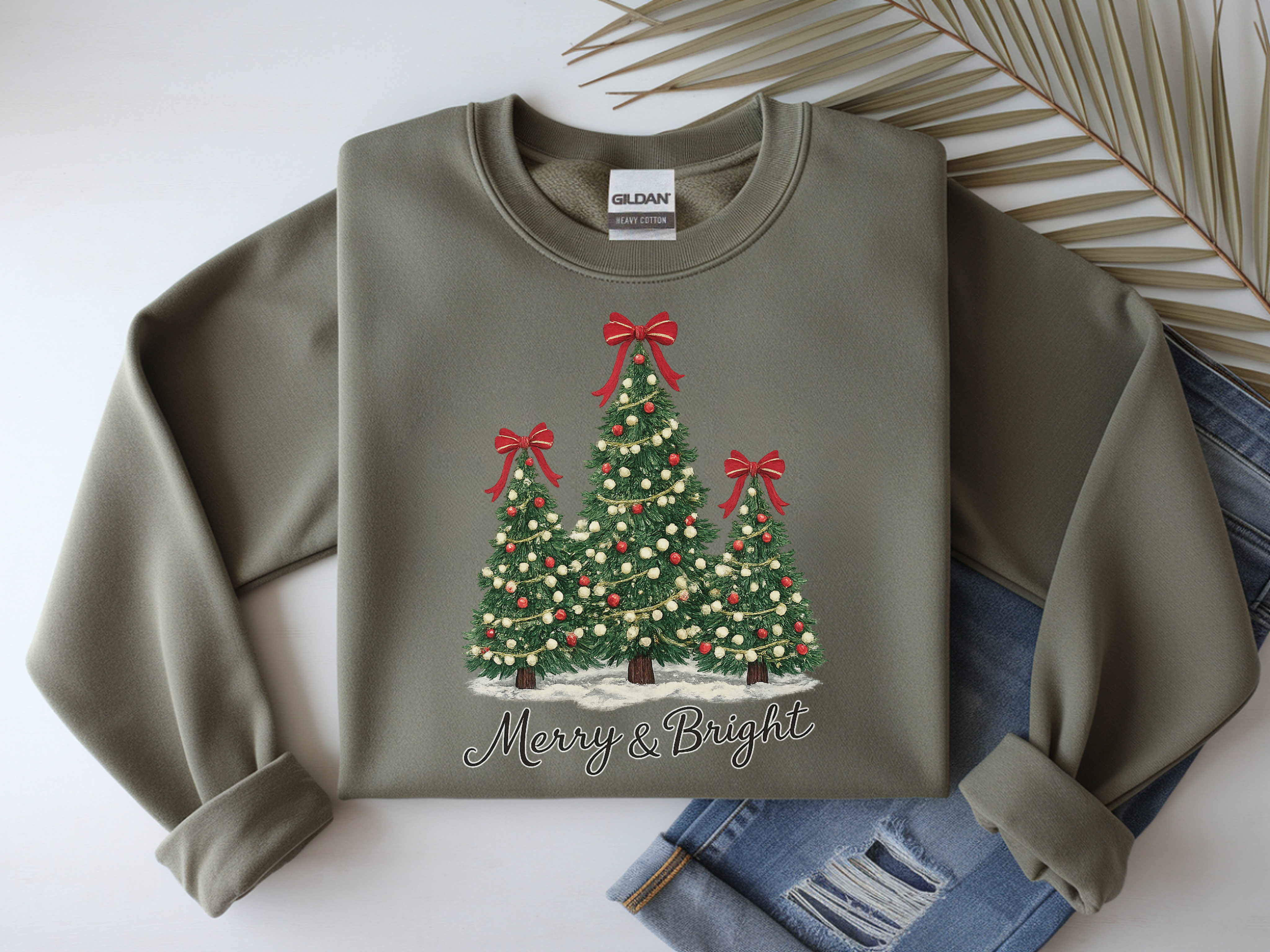 Sweatshirt — Merry & Bright Christmas Tree Holiday Crewneck