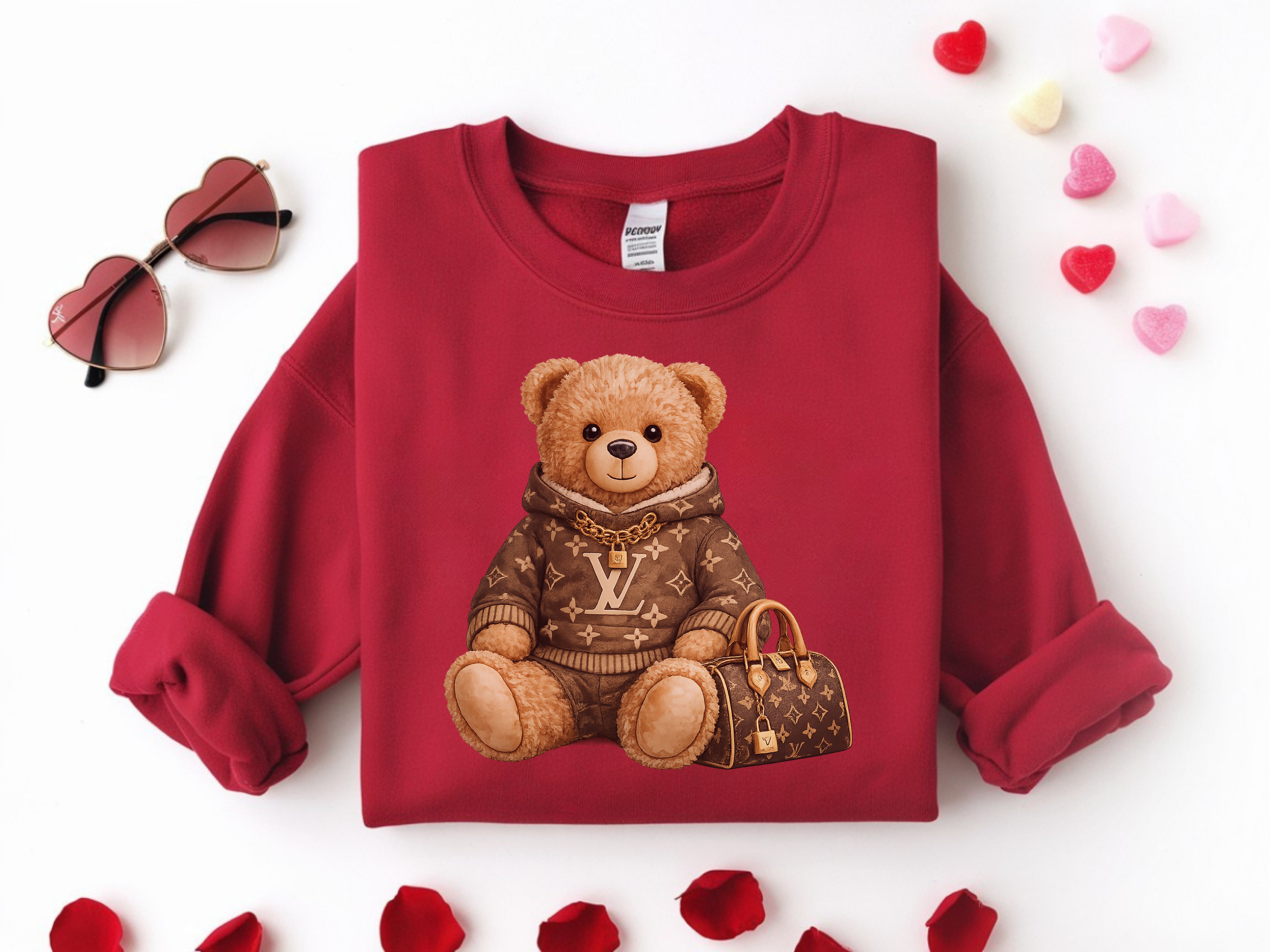 Bear Graphic Sweatshirt — Luxury Teddy Design with Monogram Sweater