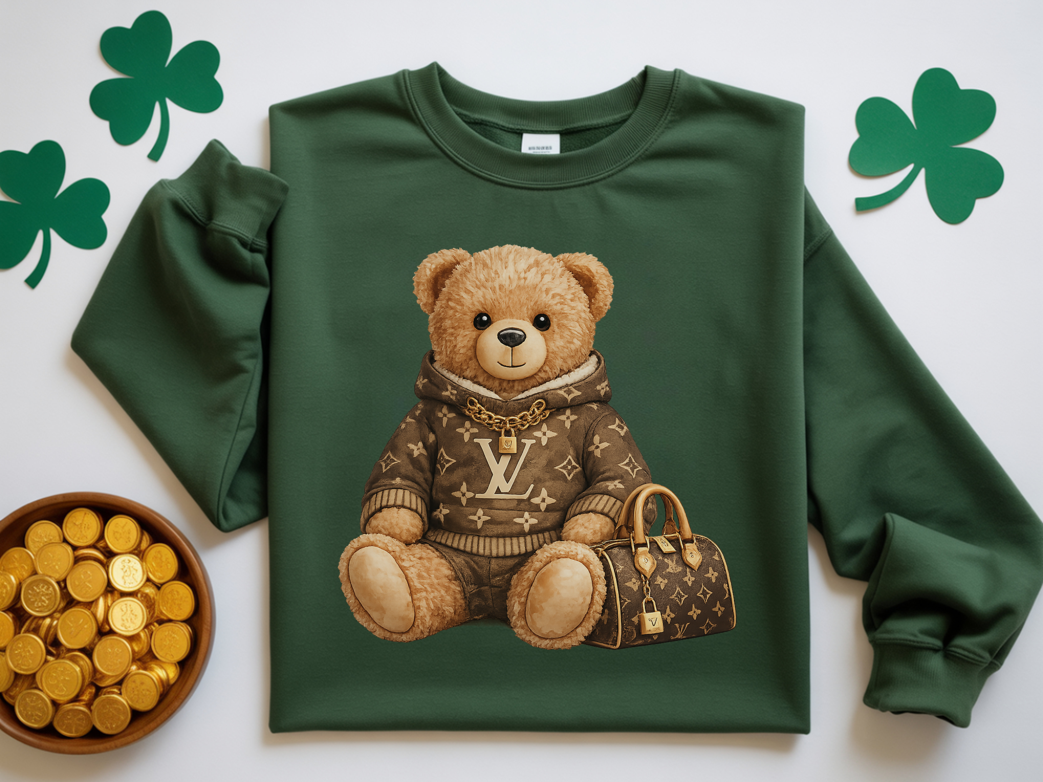 Bear Graphic Sweatshirt — Luxury Teddy Design with Monogram Sweater