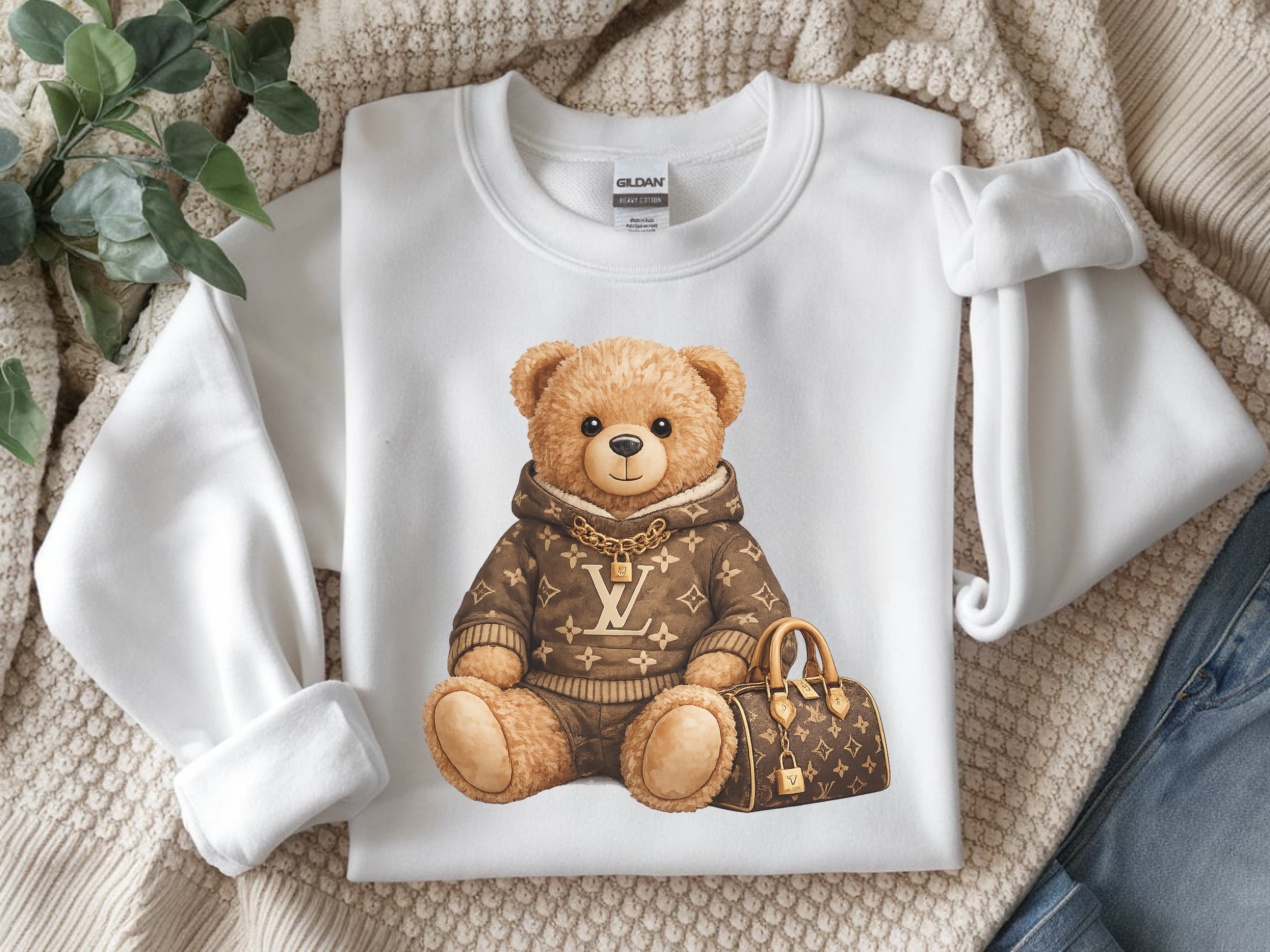 Bear Graphic Sweatshirt — Luxury Teddy Design with Monogram Sweater