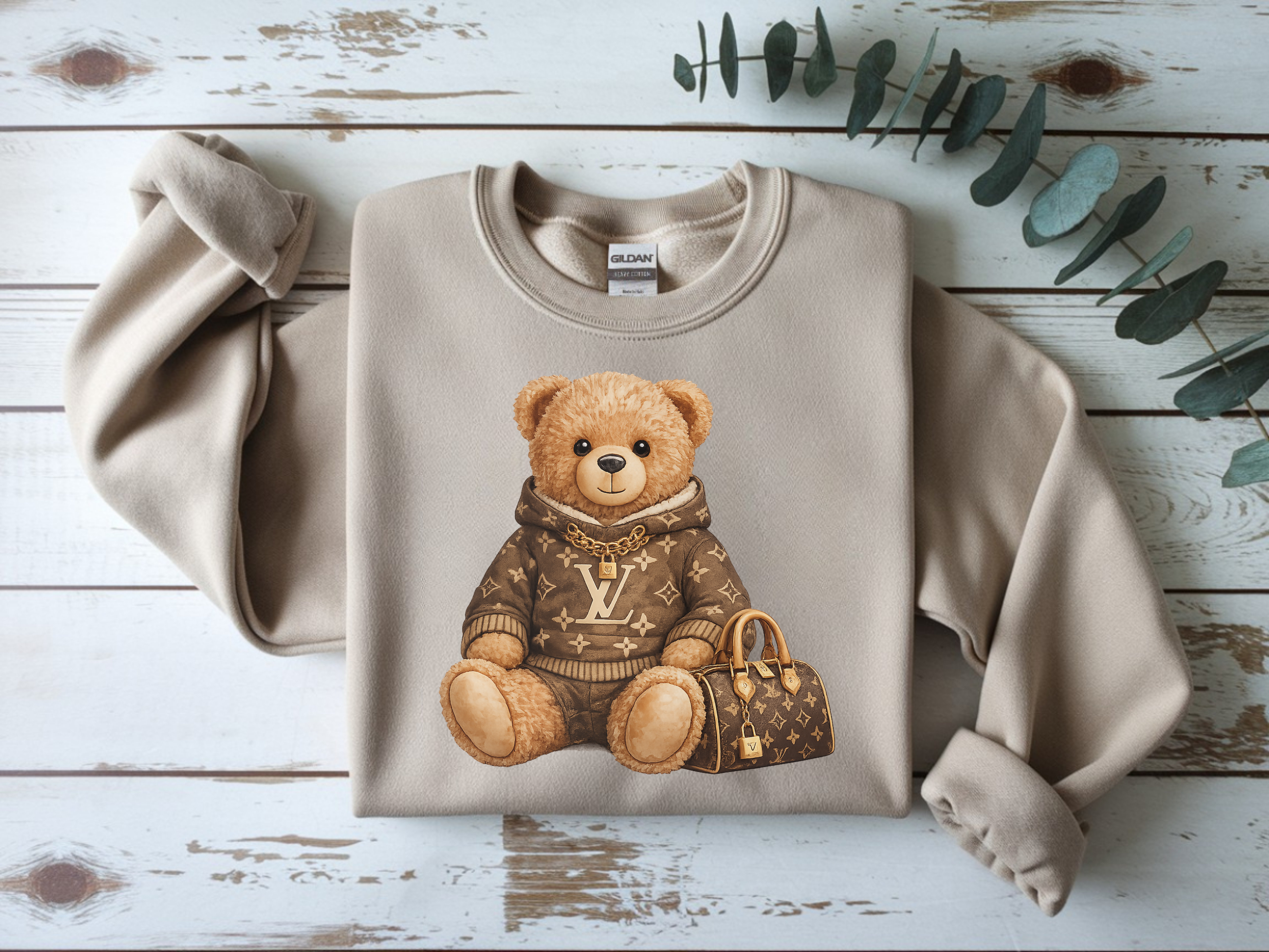 Bear Graphic Sweatshirt — Luxury Teddy Design with Monogram Sweater