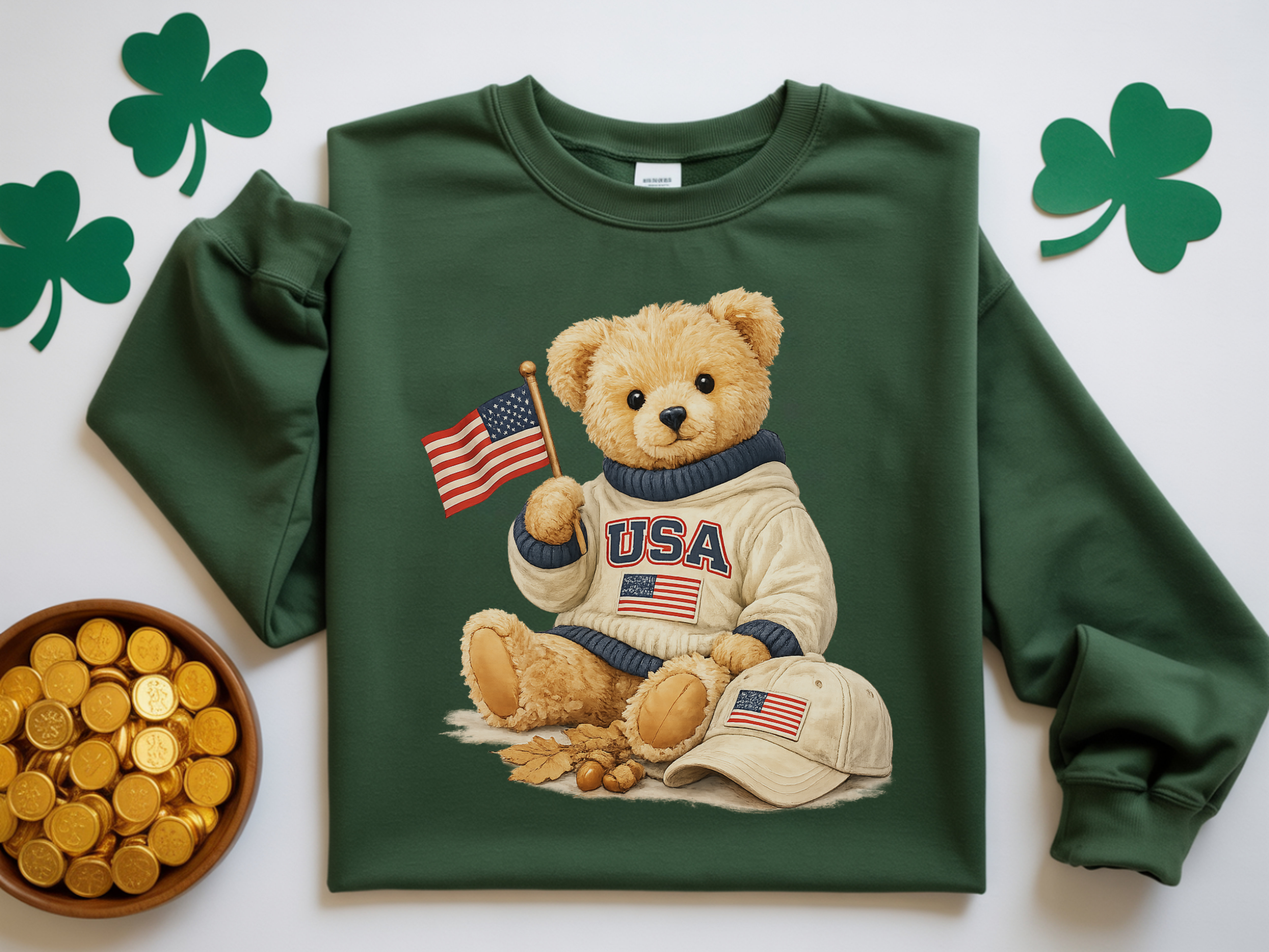 USA Teddy Bear Sweatshirt — Patriotic Bear Crewneck