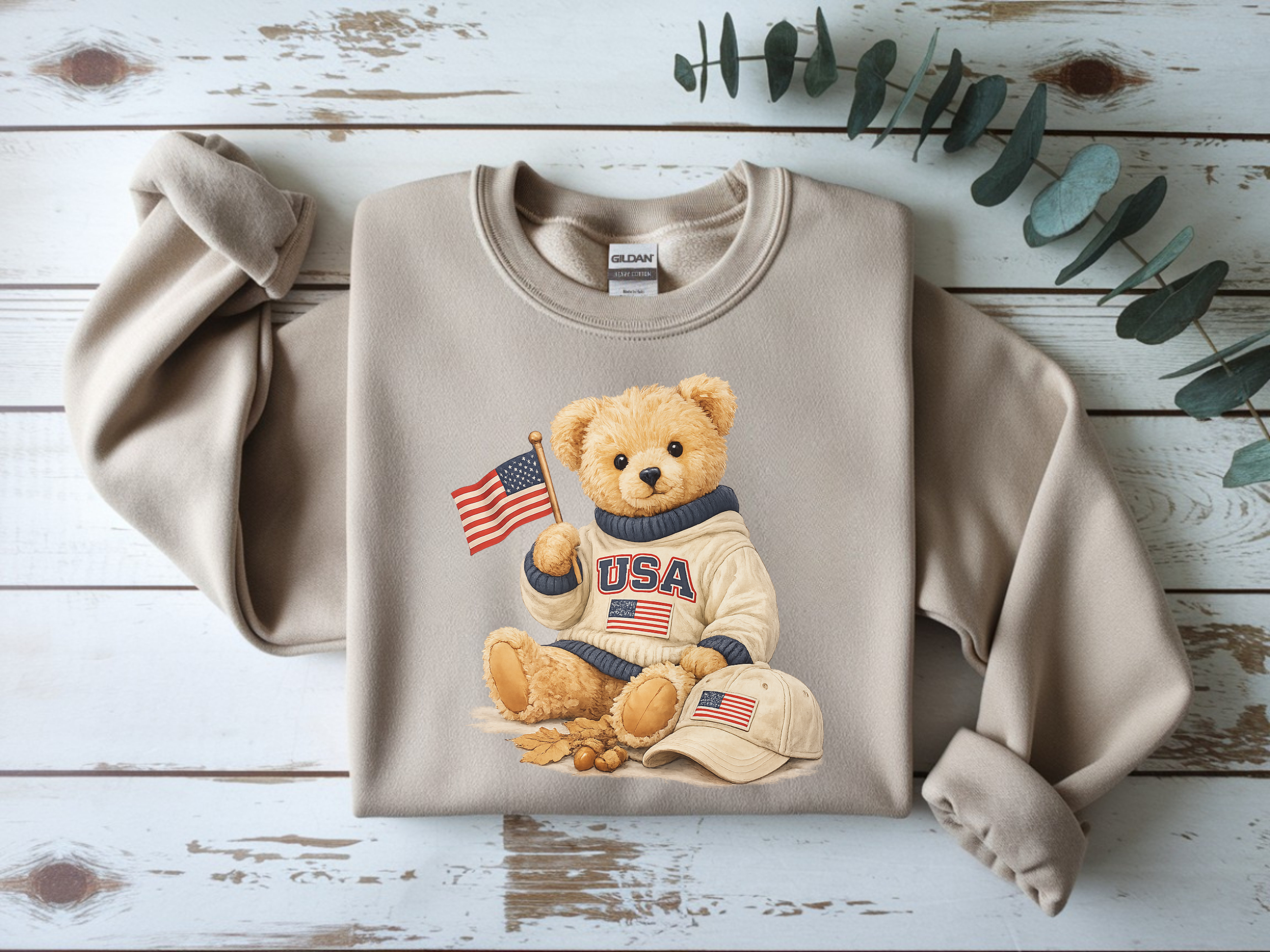 USA Teddy Bear Sweatshirt — Patriotic Bear Crewneck