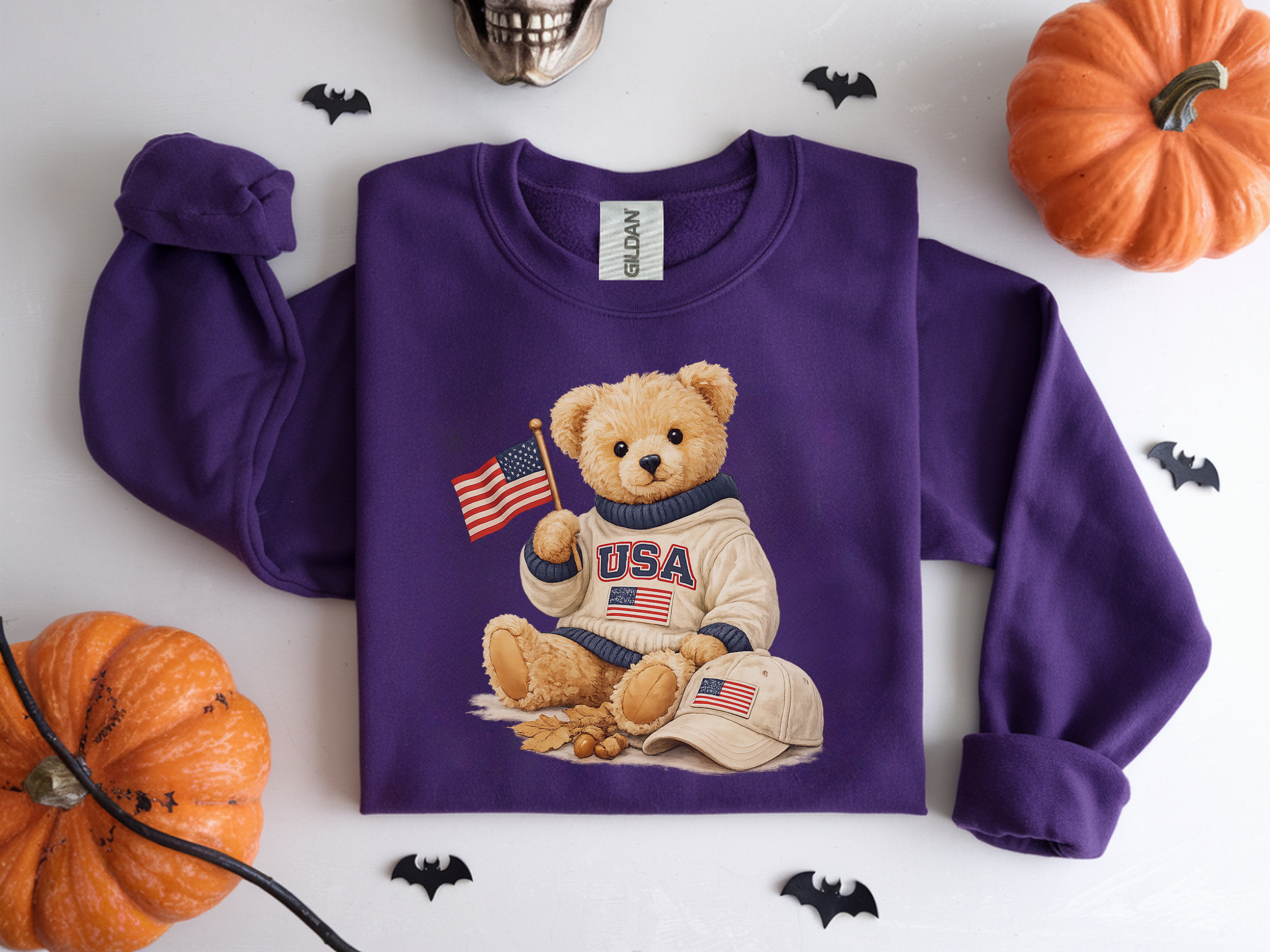 USA Teddy Bear Sweatshirt — Patriotic Bear Crewneck