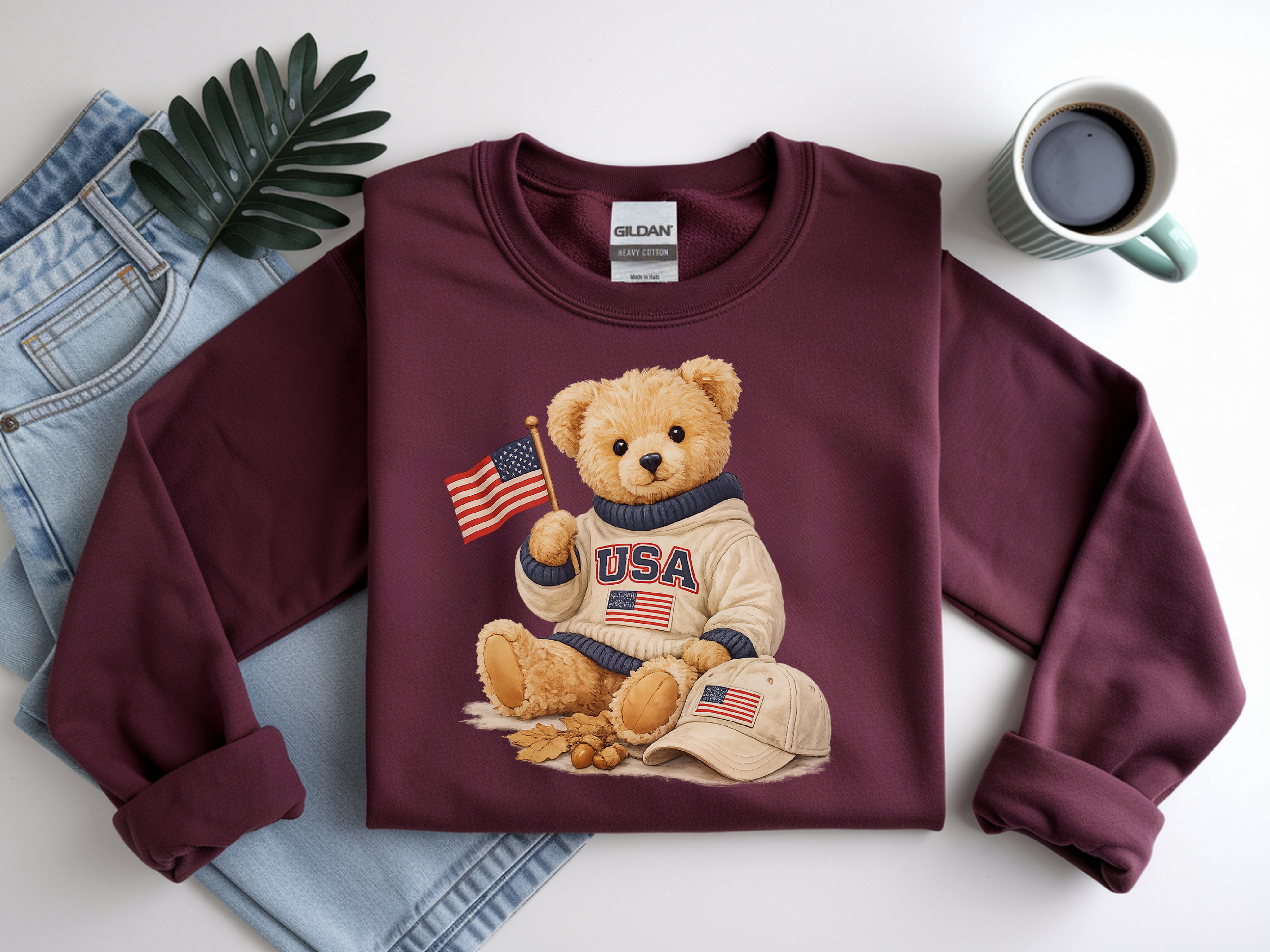 USA Teddy Bear Sweatshirt — Patriotic Bear Crewneck