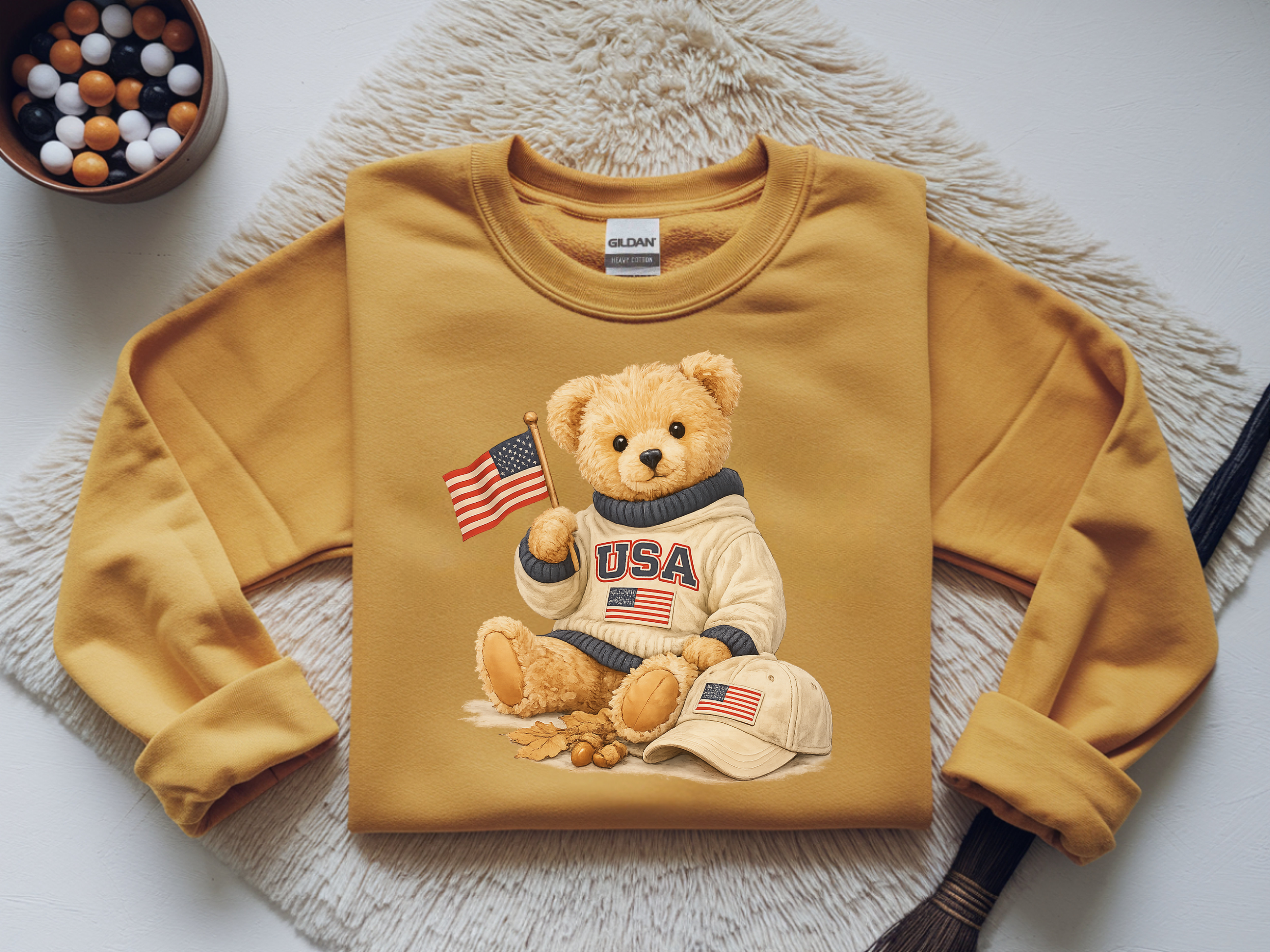 USA Teddy Bear Sweatshirt — Patriotic Bear Crewneck