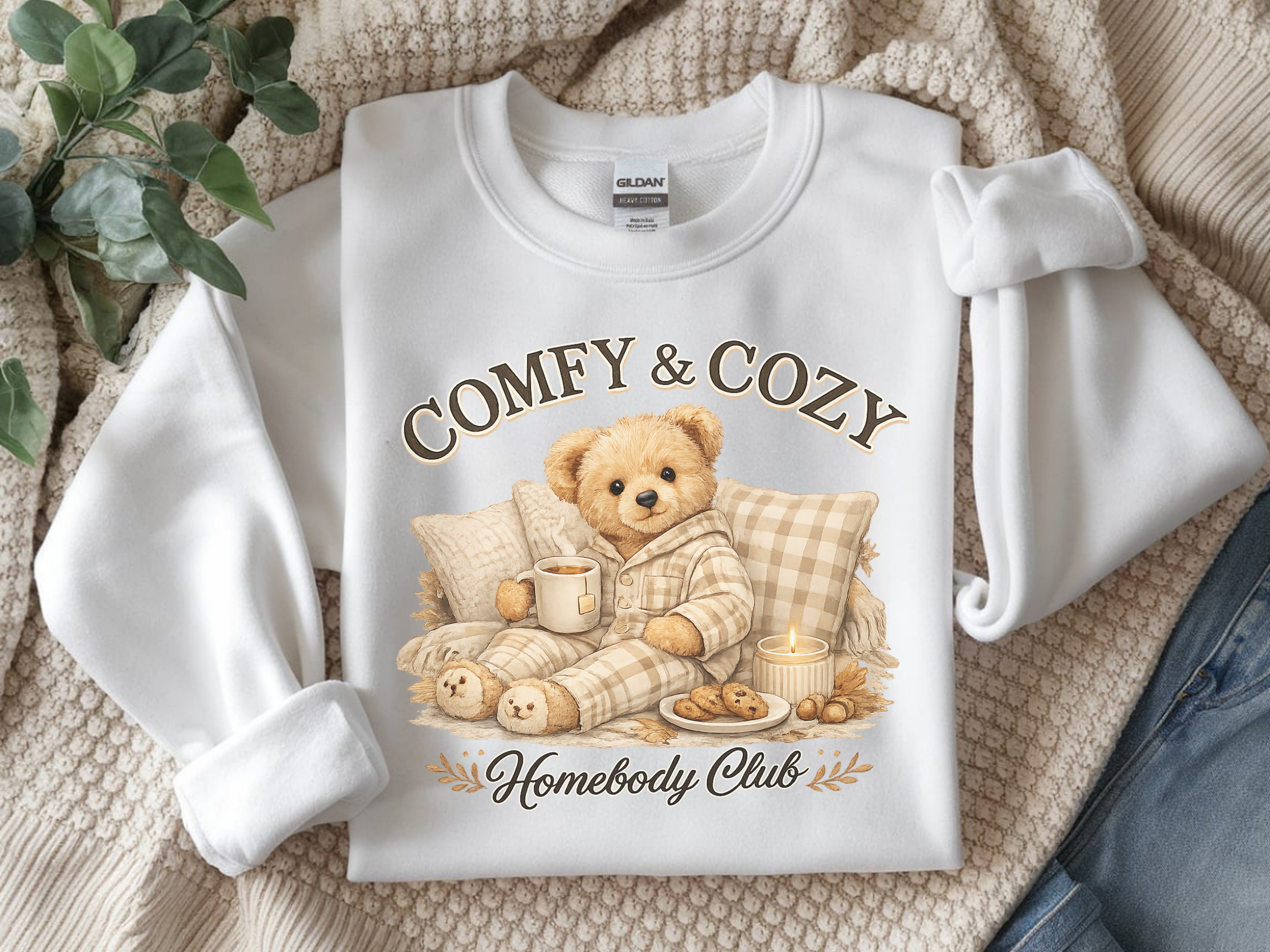 Comfy & Cozy Sweatshirt — Homebody Club Bear Pullover