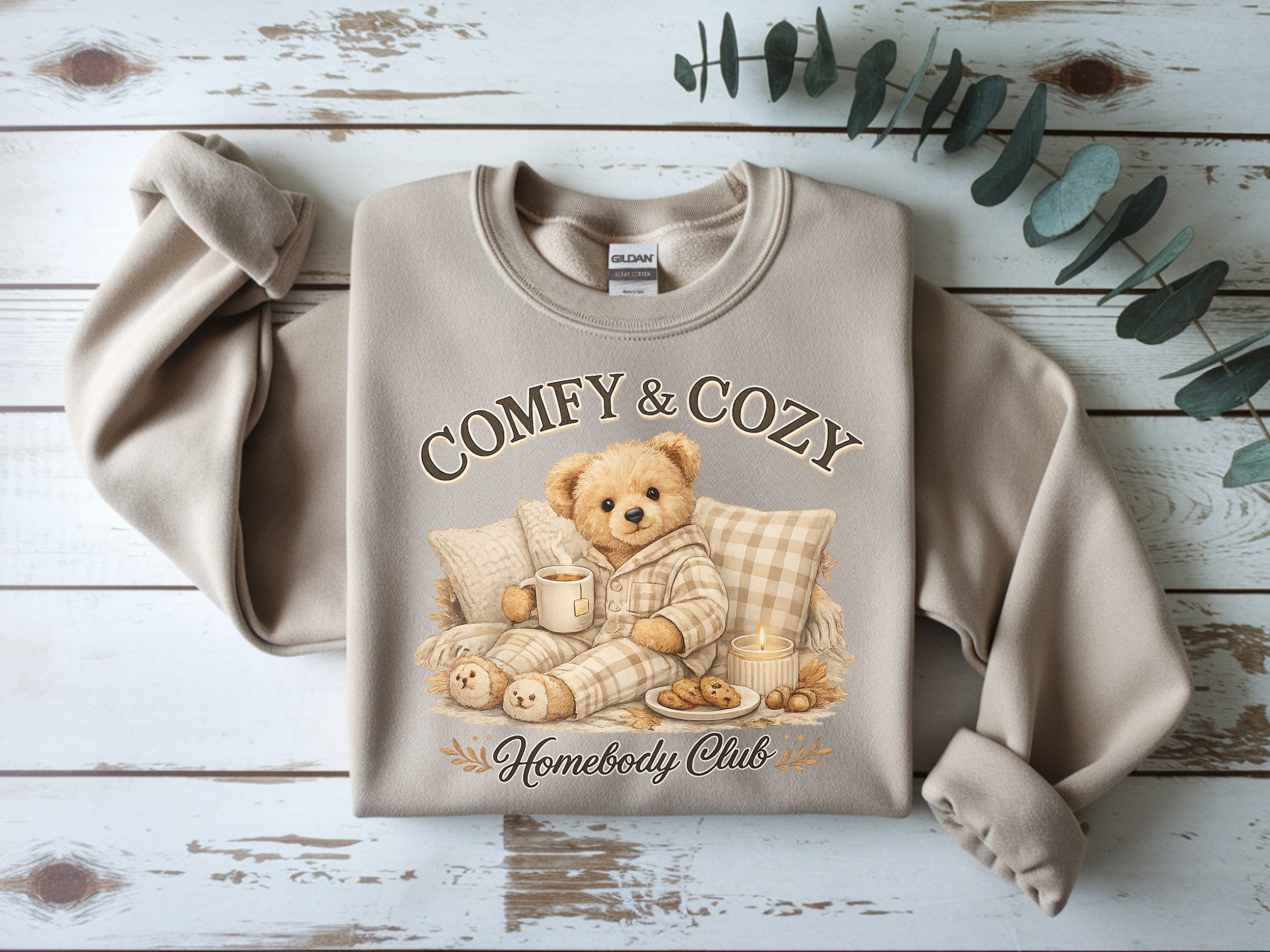 Comfy & Cozy Sweatshirt — Homebody Club Bear Pullover