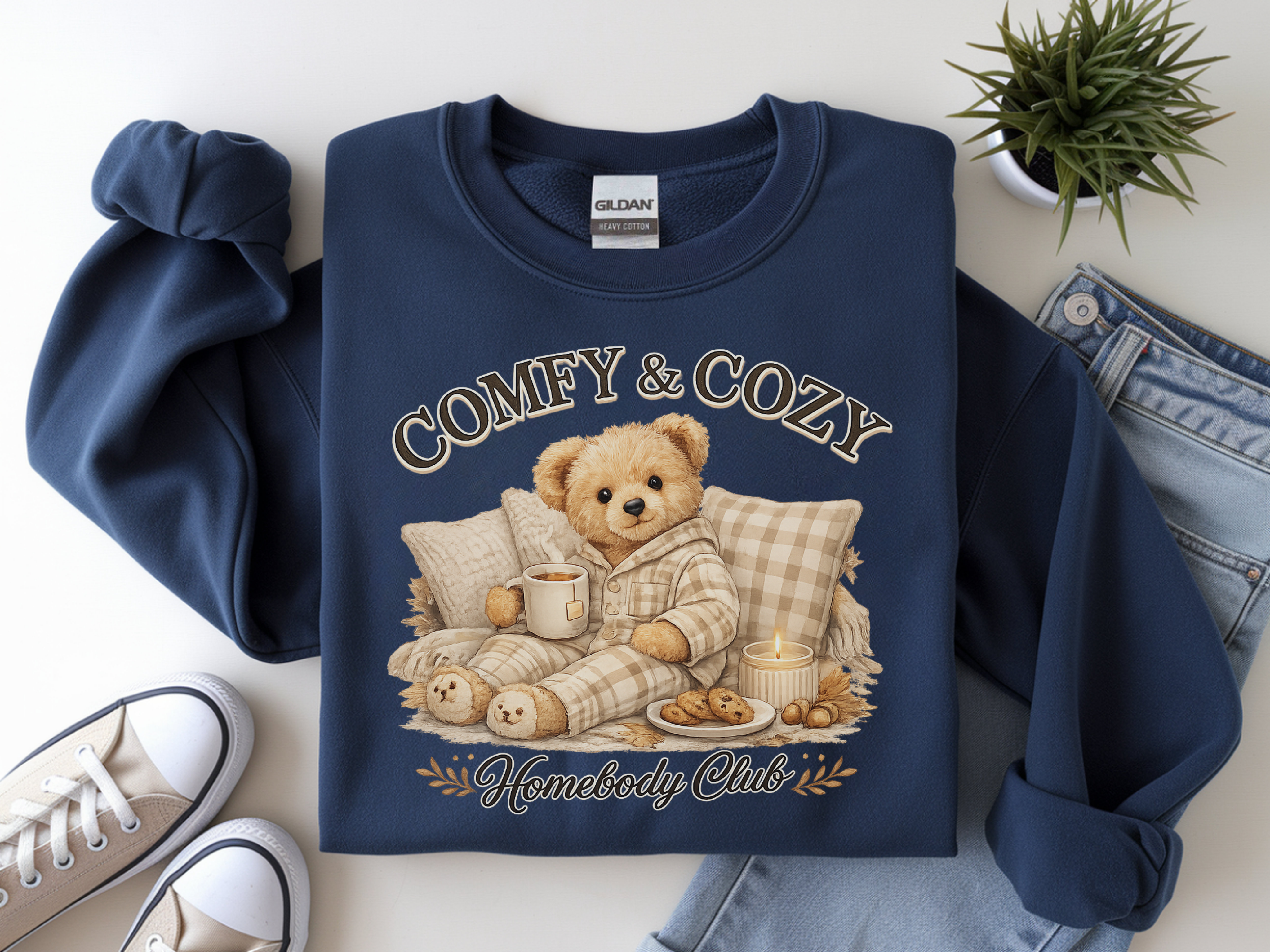 Comfy & Cozy Sweatshirt — Homebody Club Bear Pullover