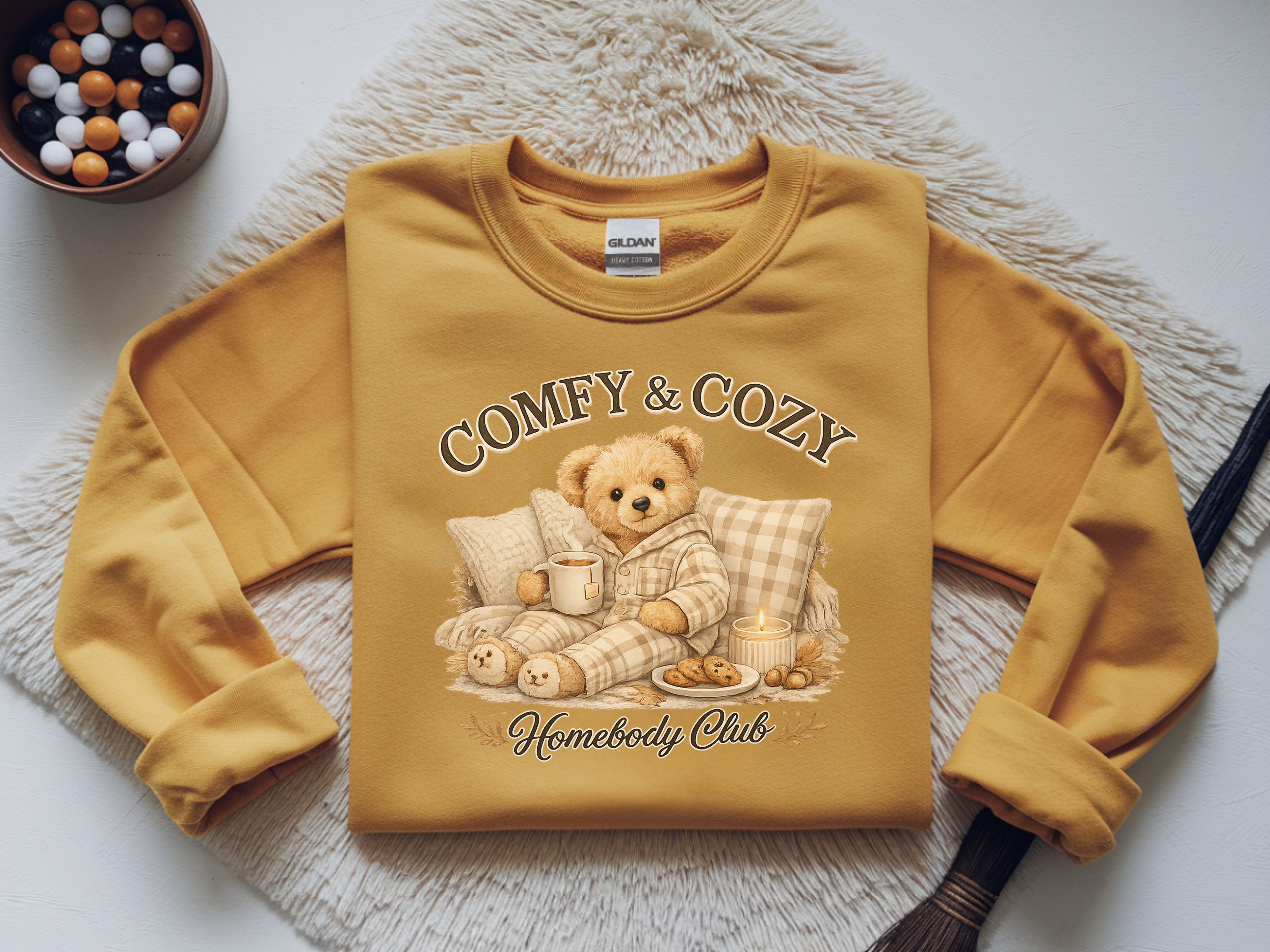 Comfy & Cozy Sweatshirt — Homebody Club Bear Pullover