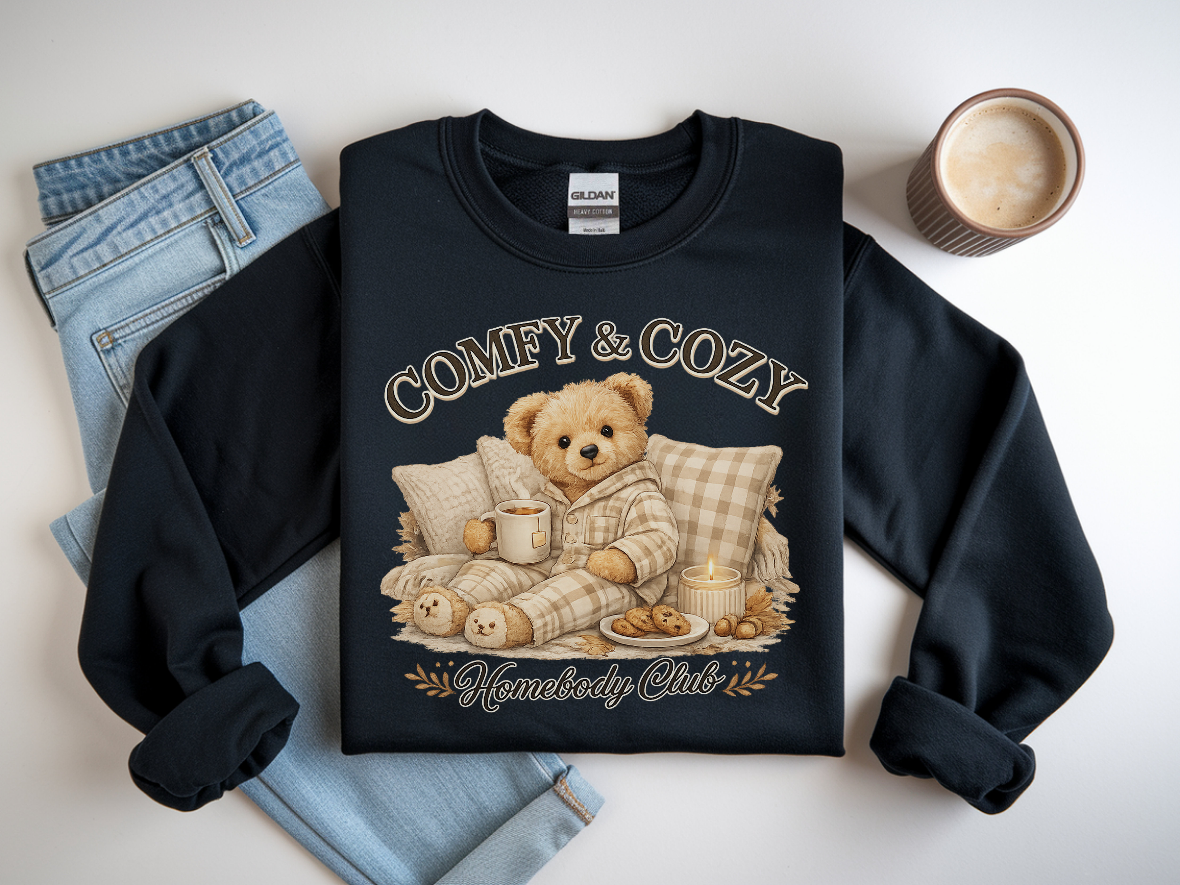 Comfy & Cozy Sweatshirt — Homebody Club Bear Pullover