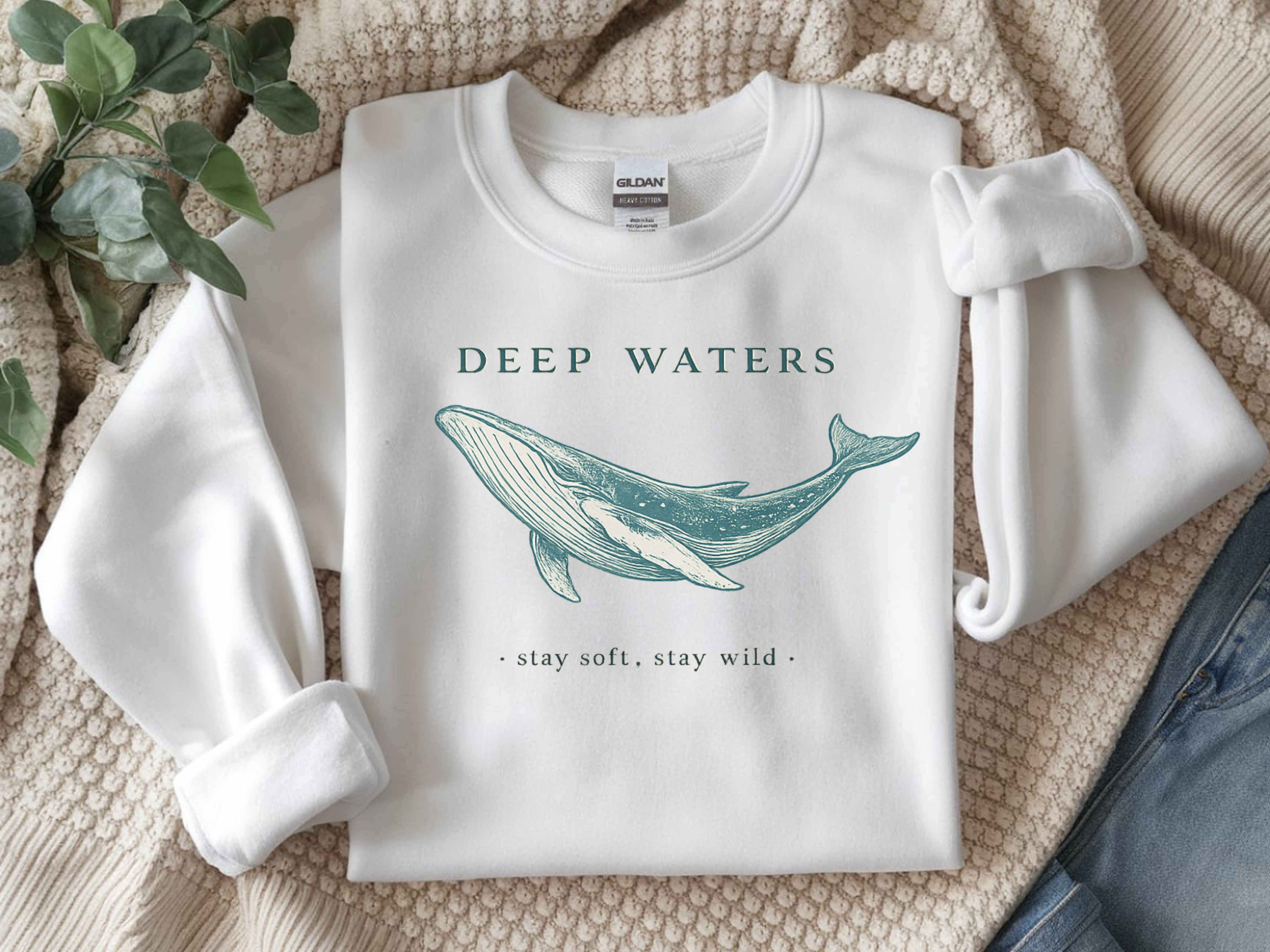 Deep Waters Whale Sweatshirt — Ocean Graphic Crewneck