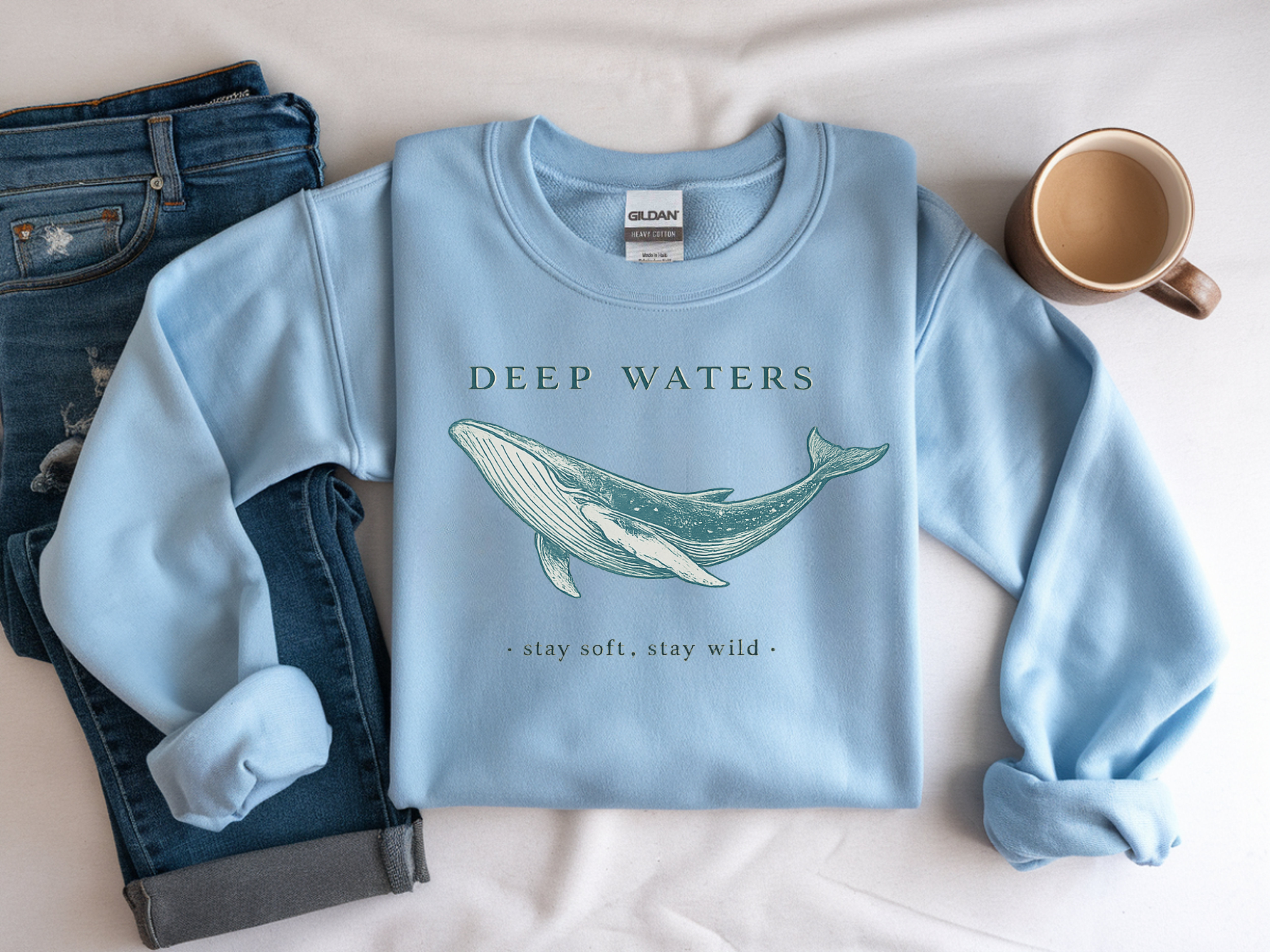 Deep Waters Whale Sweatshirt — Ocean Graphic Crewneck