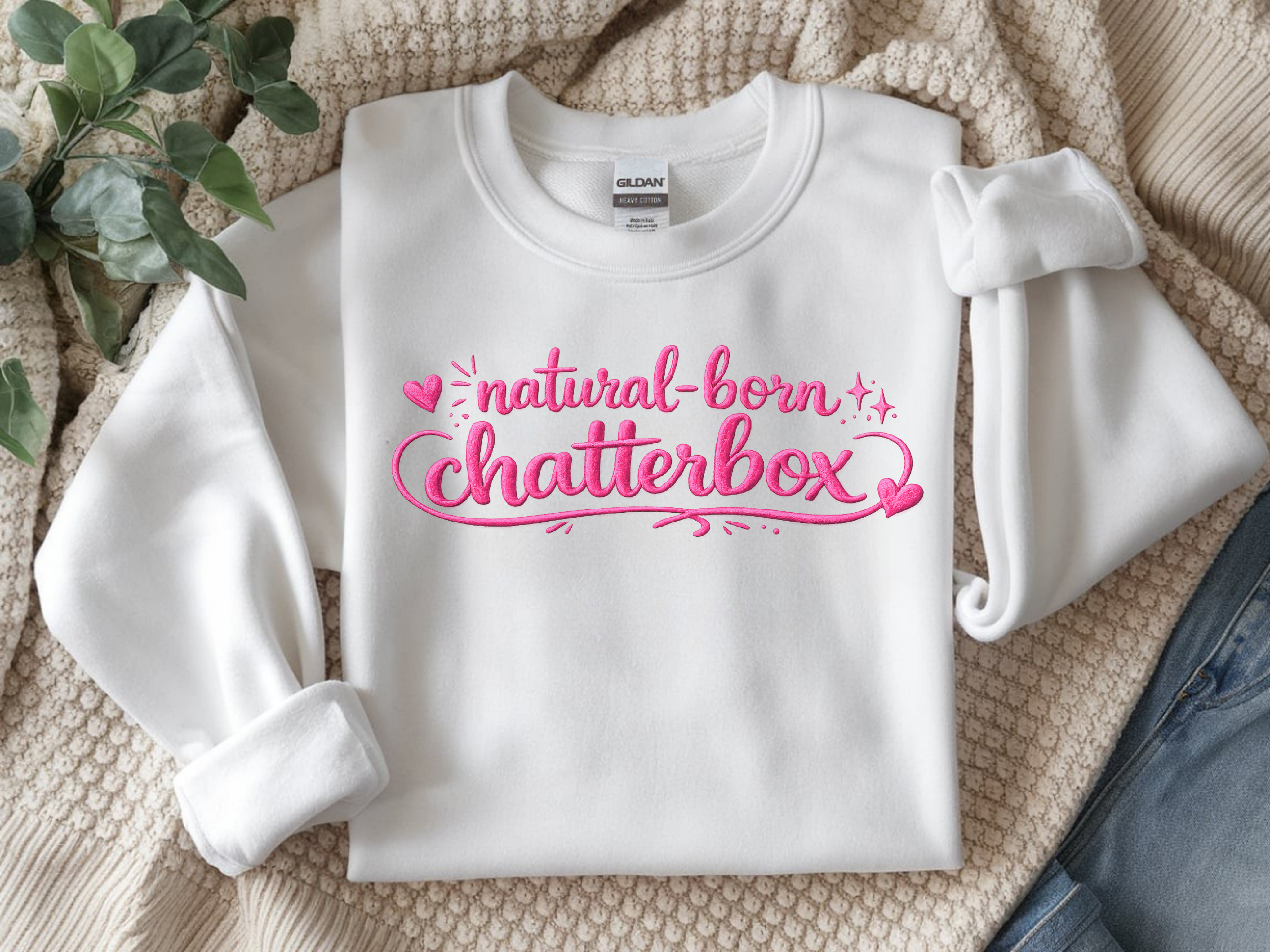 Chatterbox Sweatshirt — "Natural-Born Chatterbox" Cozy Crewneck for Talkative Teens & Women