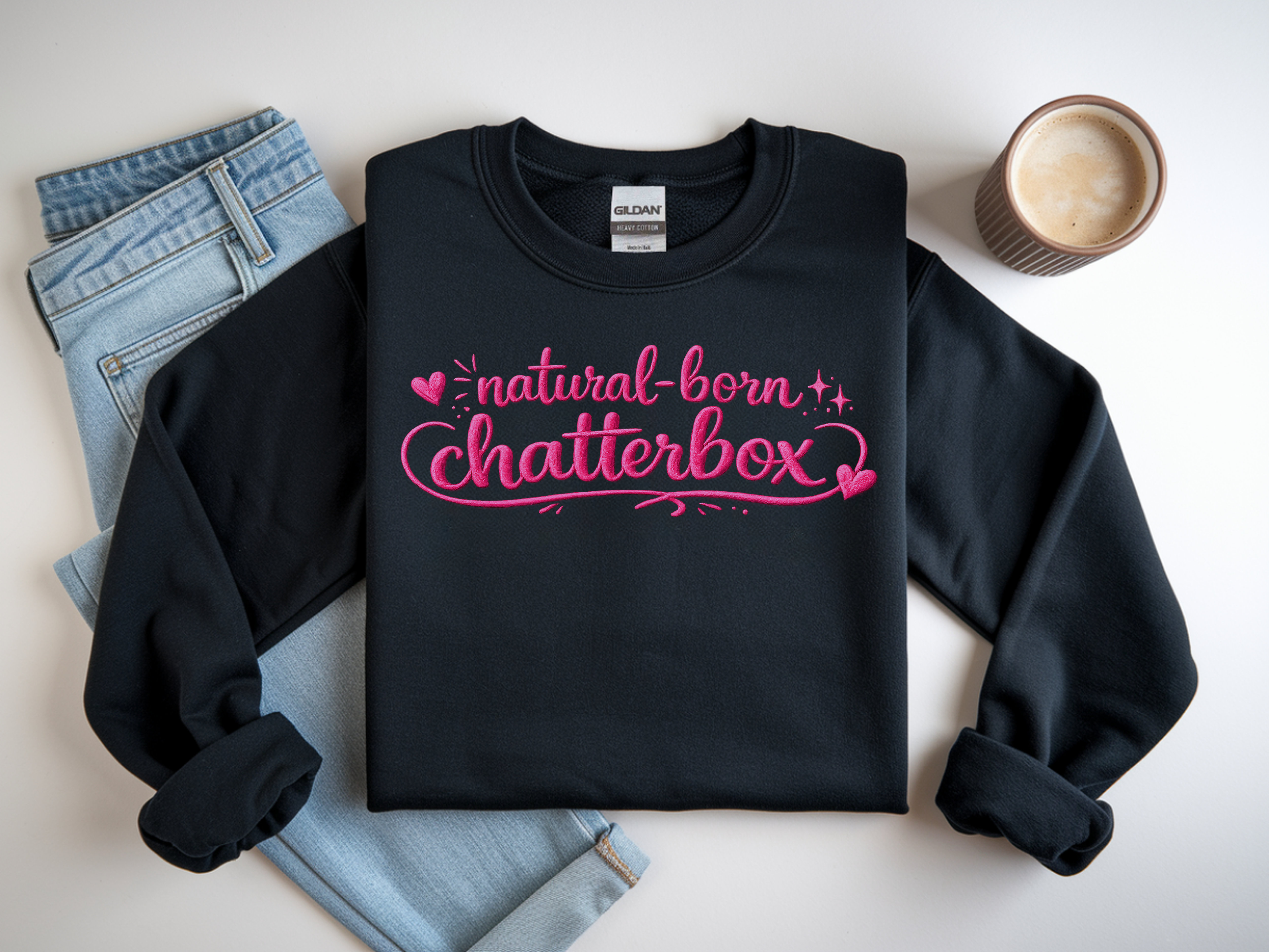 Chatterbox Sweatshirt — "Natural-Born Chatterbox" Cozy Crewneck for Talkative Teens & Women