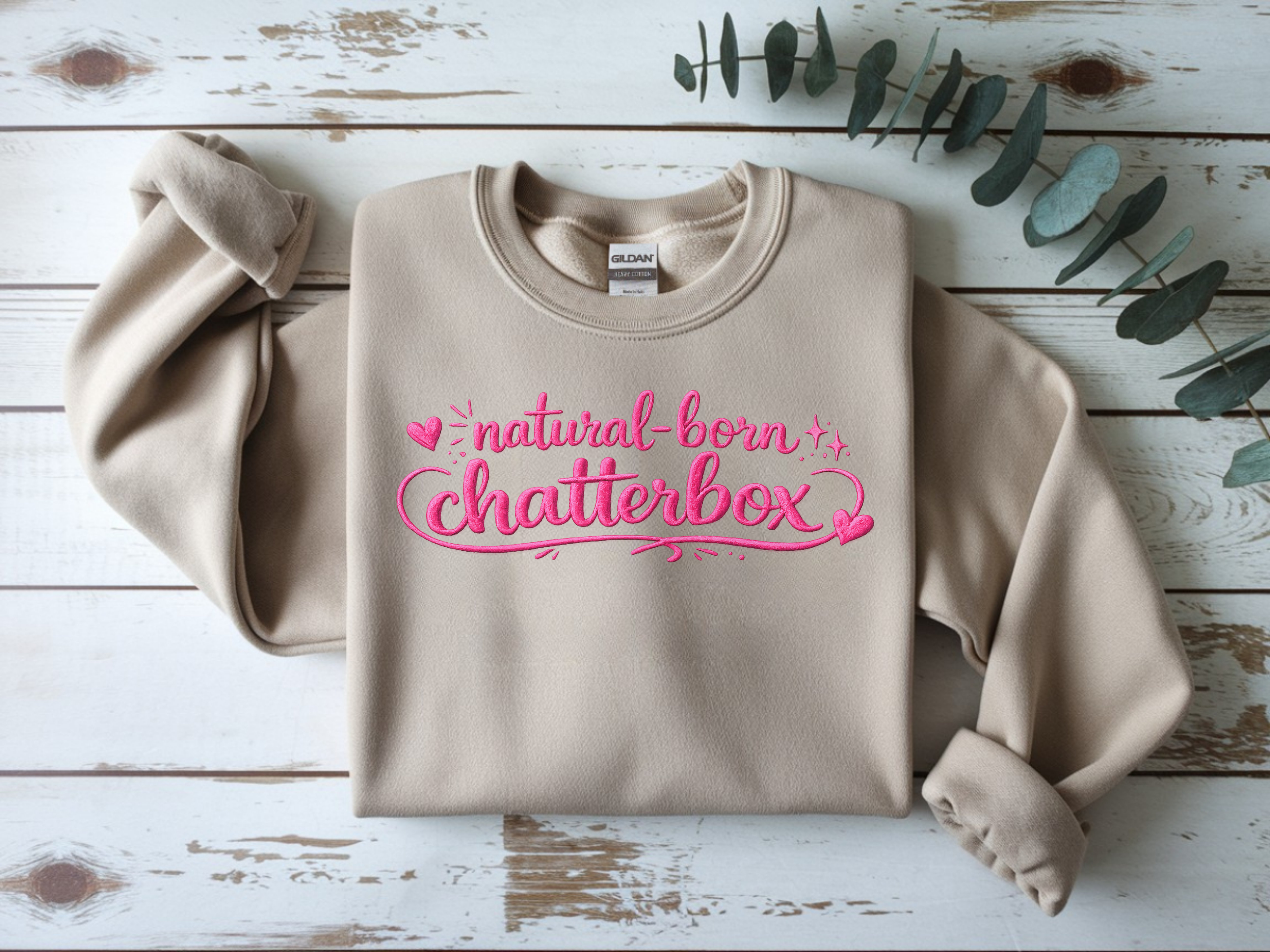 Chatterbox Sweatshirt — "Natural-Born Chatterbox" Cozy Crewneck for Talkative Teens & Women