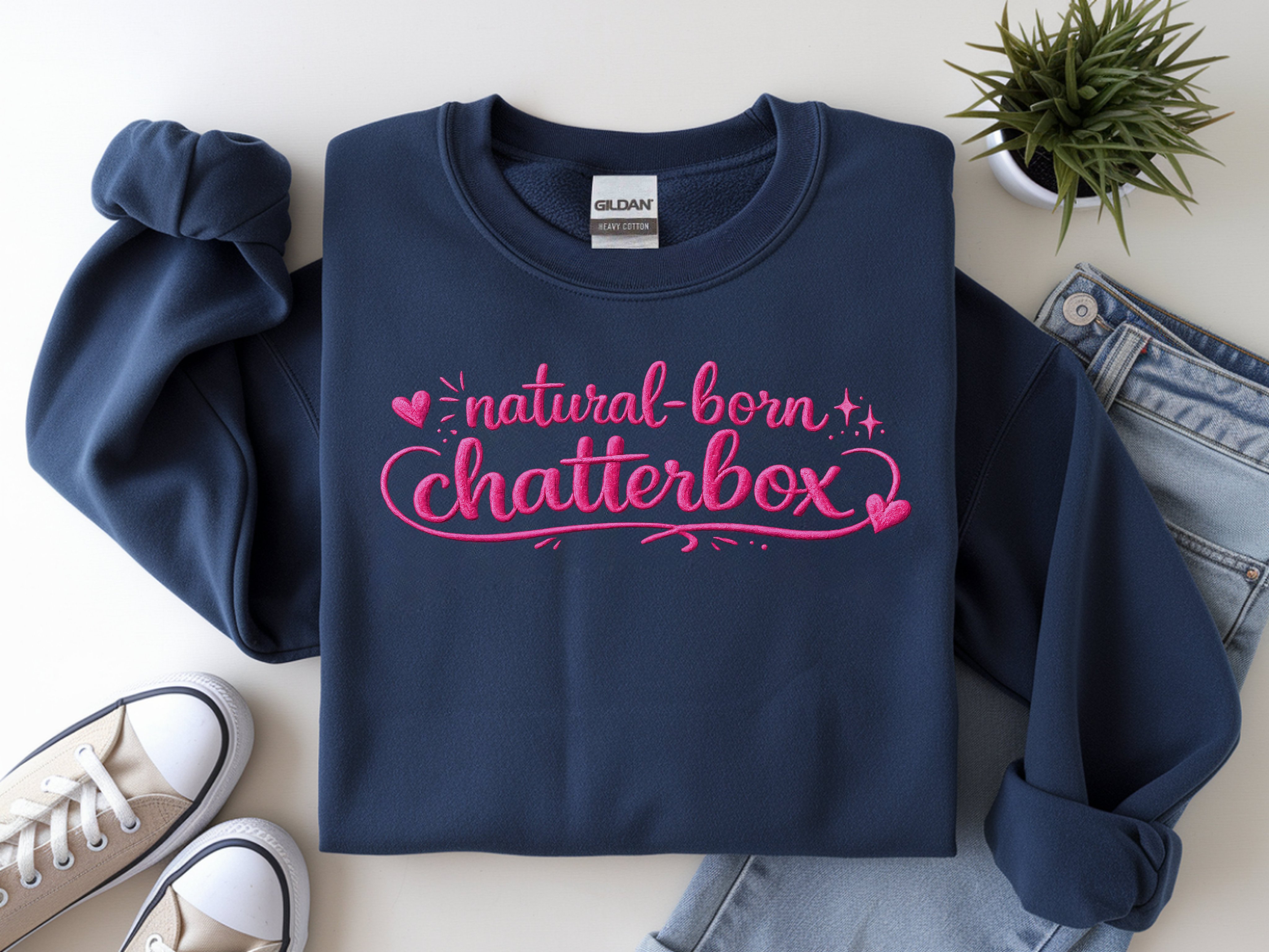 Chatterbox Sweatshirt — "Natural-Born Chatterbox" Cozy Crewneck for Talkative Teens & Women