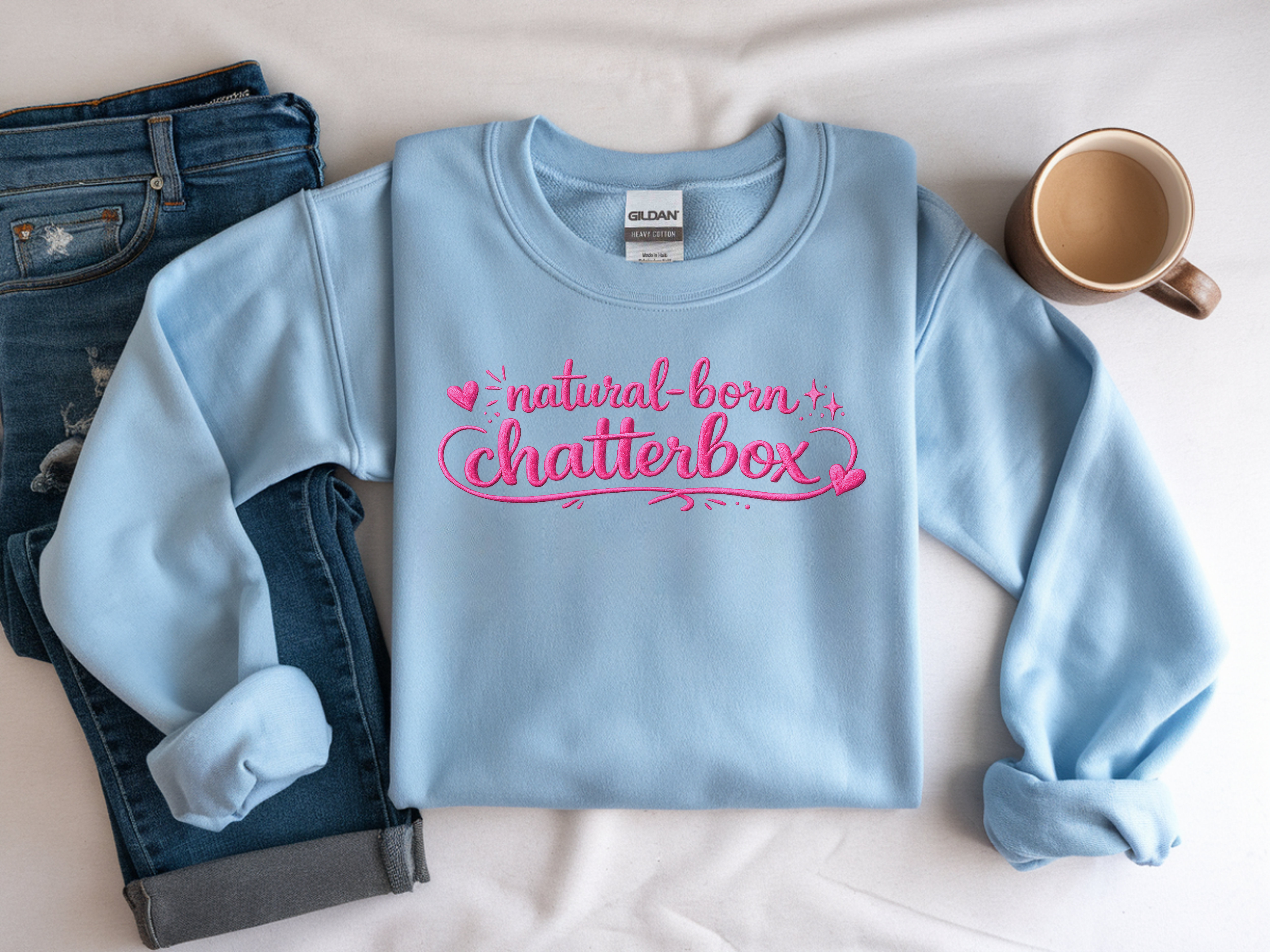 Chatterbox Sweatshirt — "Natural-Born Chatterbox" Cozy Crewneck for Talkative Teens & Women