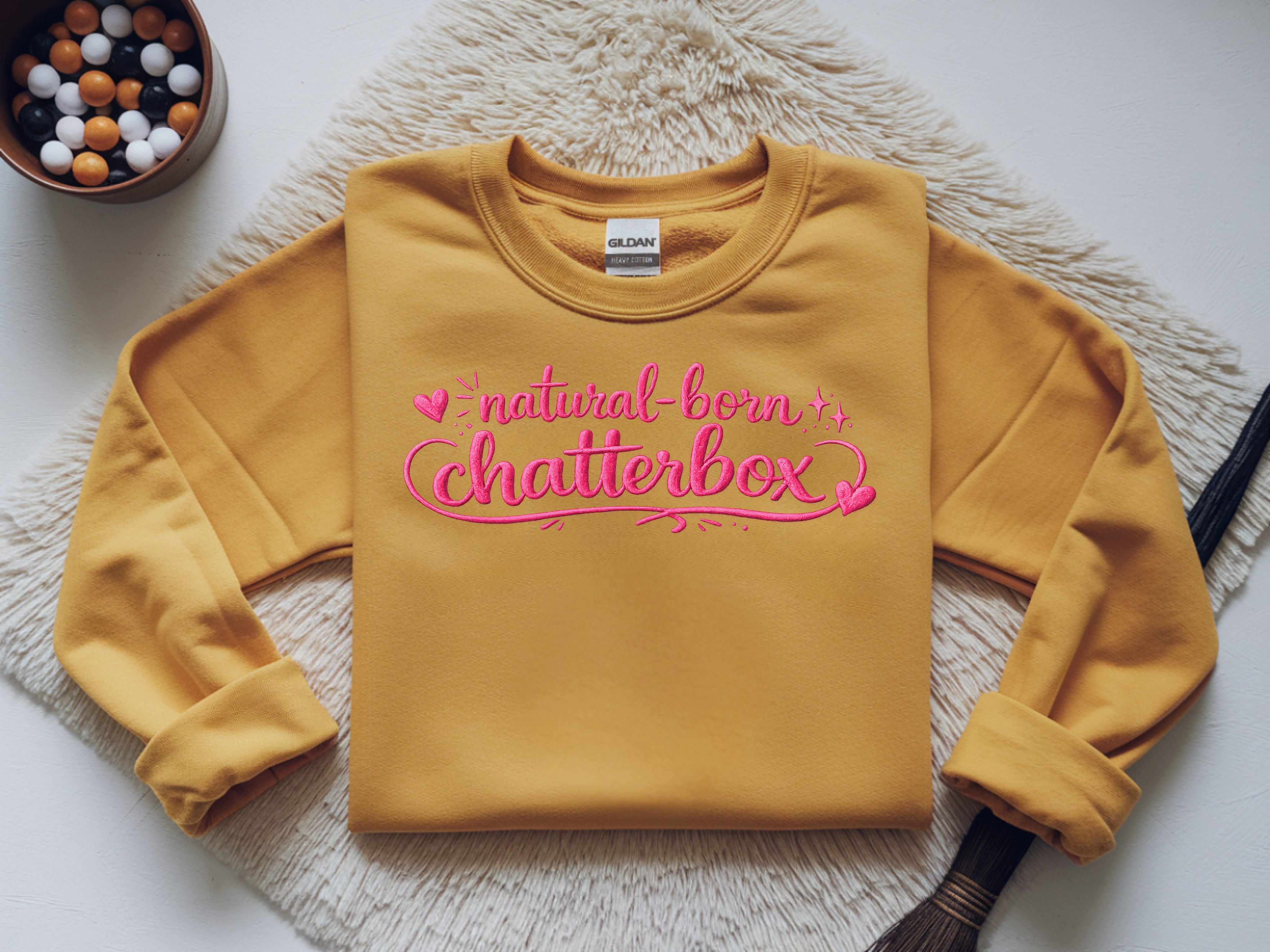 Chatterbox Sweatshirt — "Natural-Born Chatterbox" Cozy Crewneck for Talkative Teens & Women