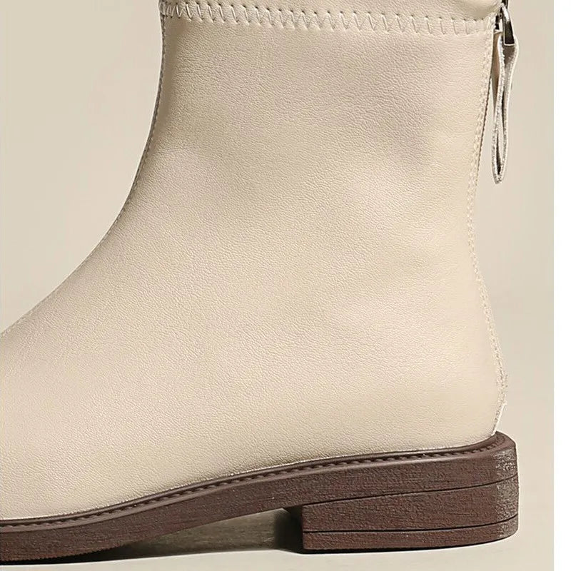 Minimalist Ankle Boots | Square Toe Chelsea Boots | Low Heel Zip Up Boots for Everyday Wear