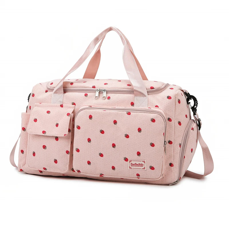 Polka Dot Travel Duffle Bag, Spacious Weekender Overnight Carryall with Multiple Pockets & Adjustable Shoulder Strap for Travel & Gym