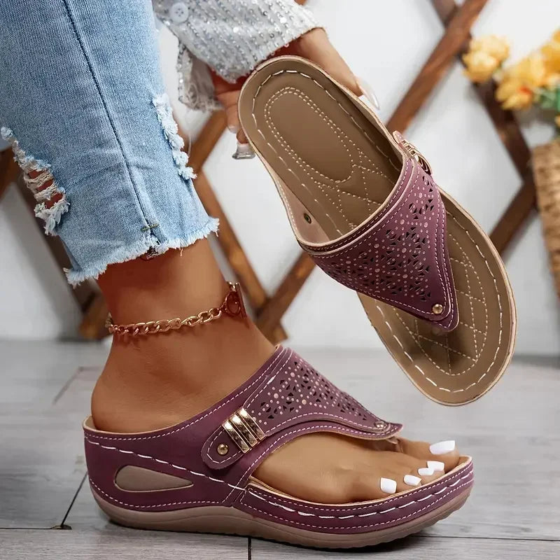 Wedge orthopaedic Thong Sandals | Ankle Strap Platform Sandals | Comfort Casual Summer Shoes