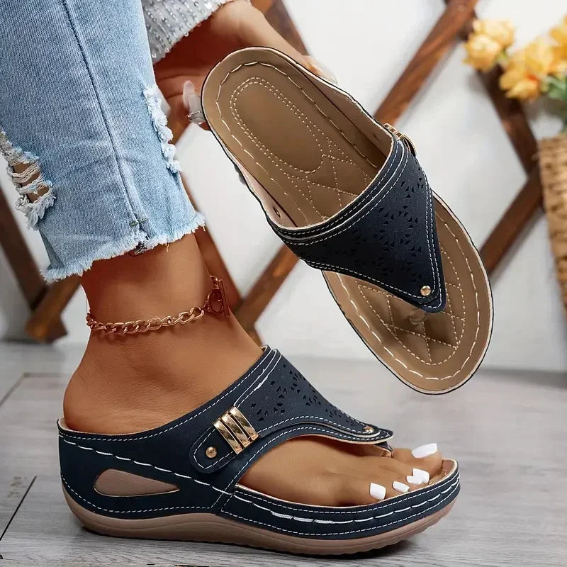 Wedge orthopaedic Thong Sandals | Ankle Strap Platform Sandals | Comfort Casual Summer Shoes