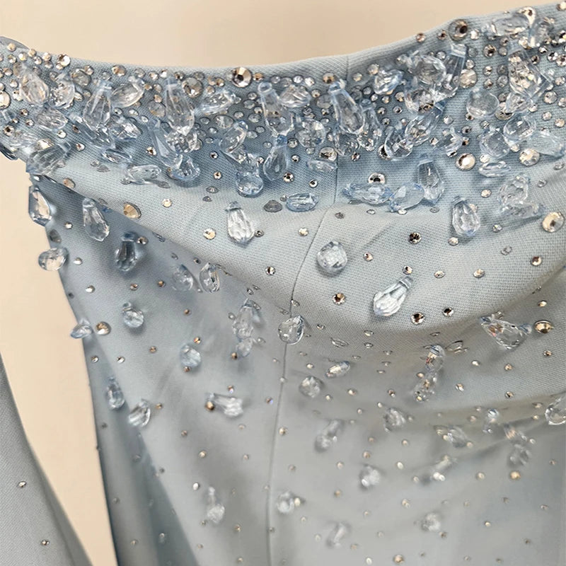 Embellished Mermaid Maxi Gown – Strapless Formal Dress with Crystal Beading, Matching Choker and Elegant Floor-Length Train