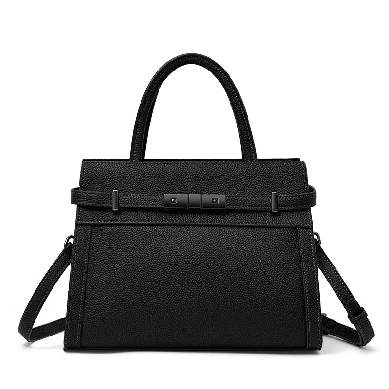 Structured Top Handle Handbag, Minimalist Shoulder & Crossbody Satchel Purse, Elegant Everyday Work Bag with Adjustable Strap