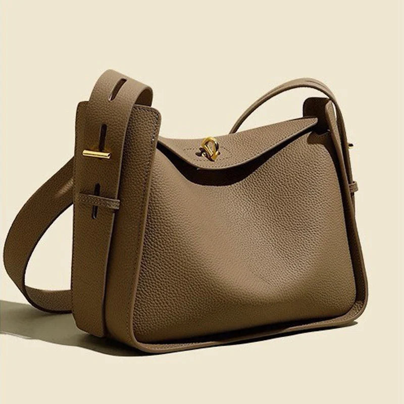Women's Brown Shoulder Bag, Elegant Leather Crossbody Handbag, Structured Satchel Purse with Adjustable Strap for Work & Everyday Use