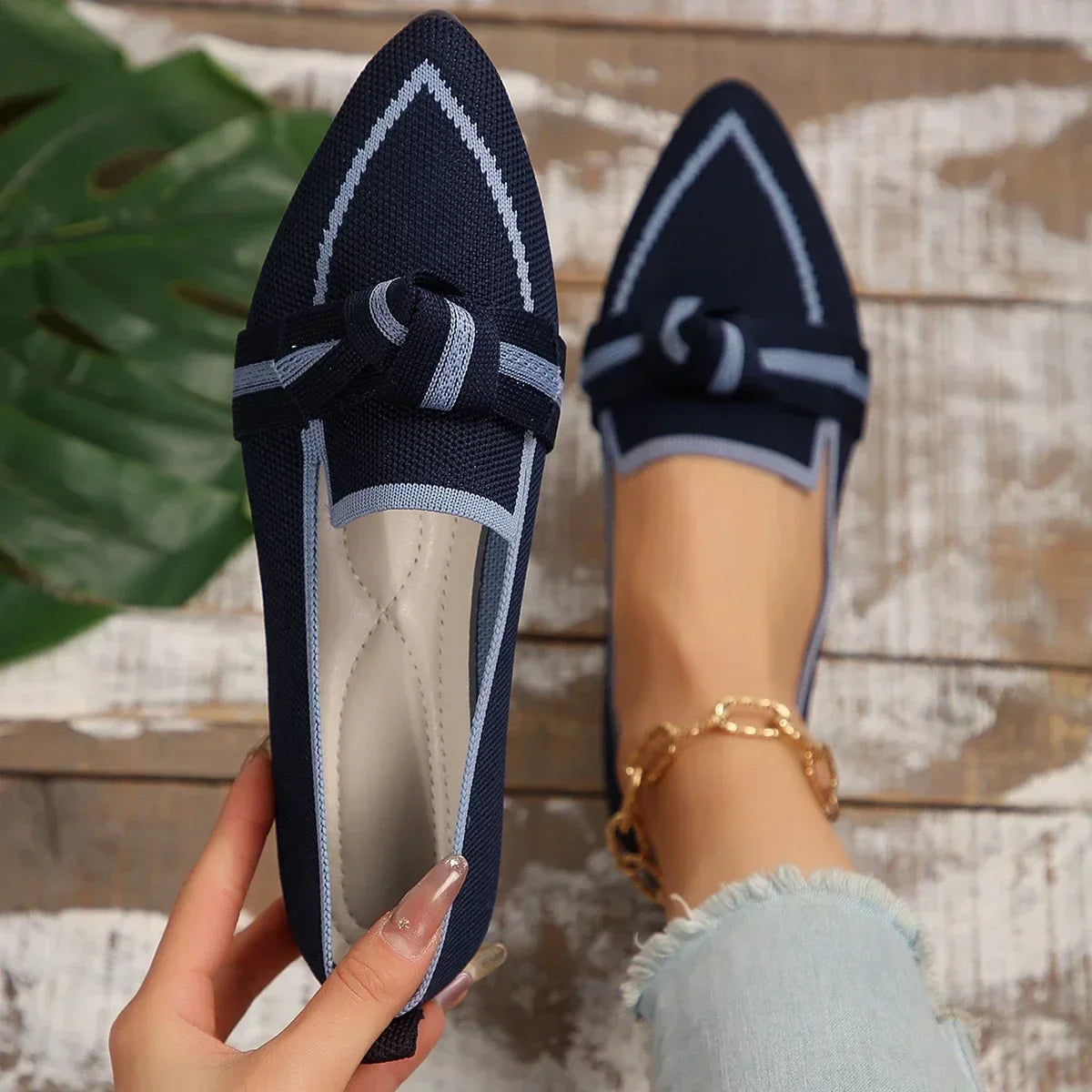 Bow Loafers | Pointed Toe Slip-On Flats | Breathable Casual Dress Shoes