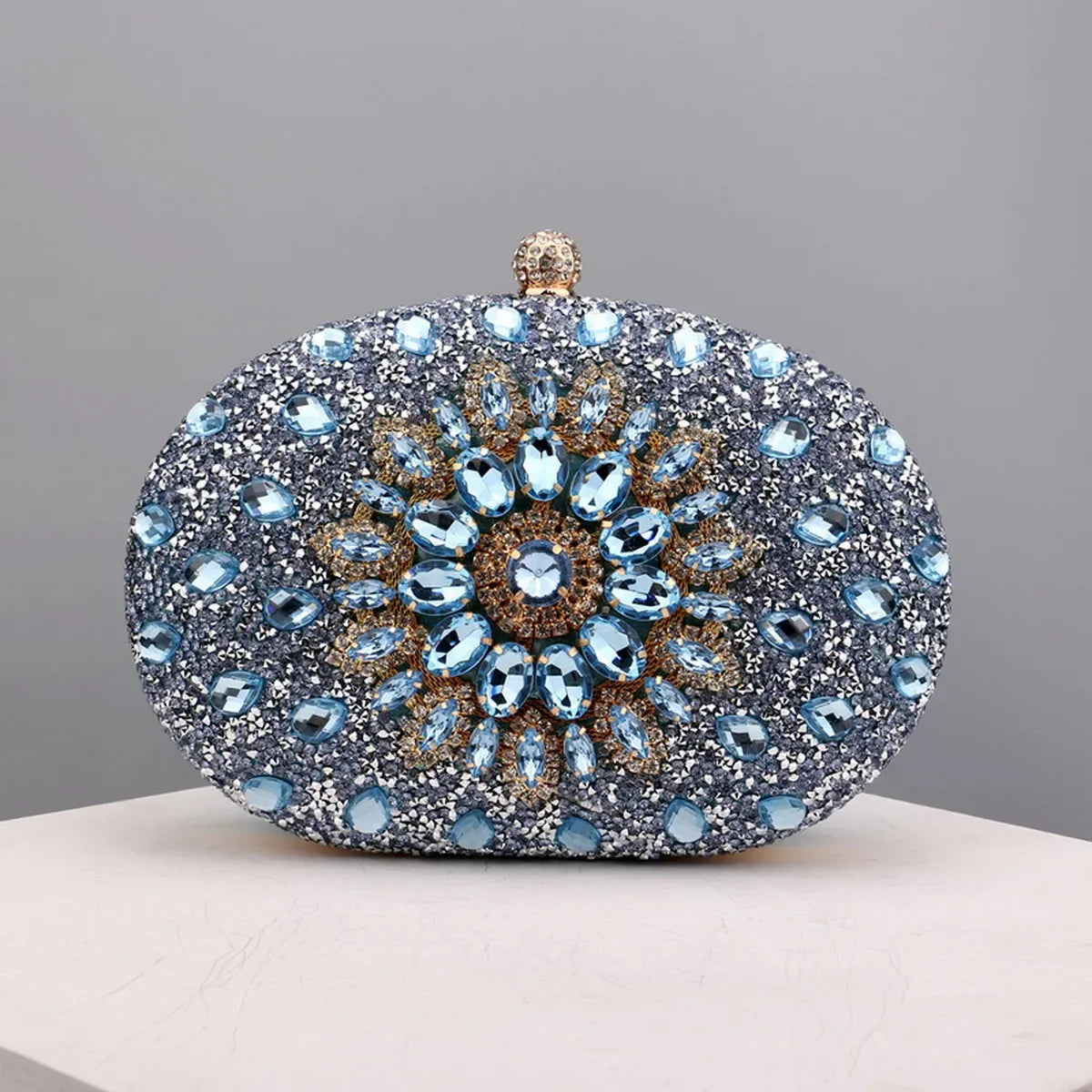 Embellished Evening Clutch Bag, Ornate Beaded Handbag with Floral Crystal Design, Elegant Frame Purse for Weddings, Parties & Special Occasions