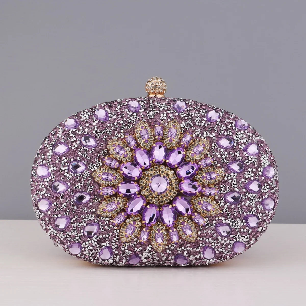Embellished Evening Clutch Bag, Ornate Beaded Handbag with Floral Crystal Design, Elegant Frame Purse for Weddings, Parties & Special Occasions